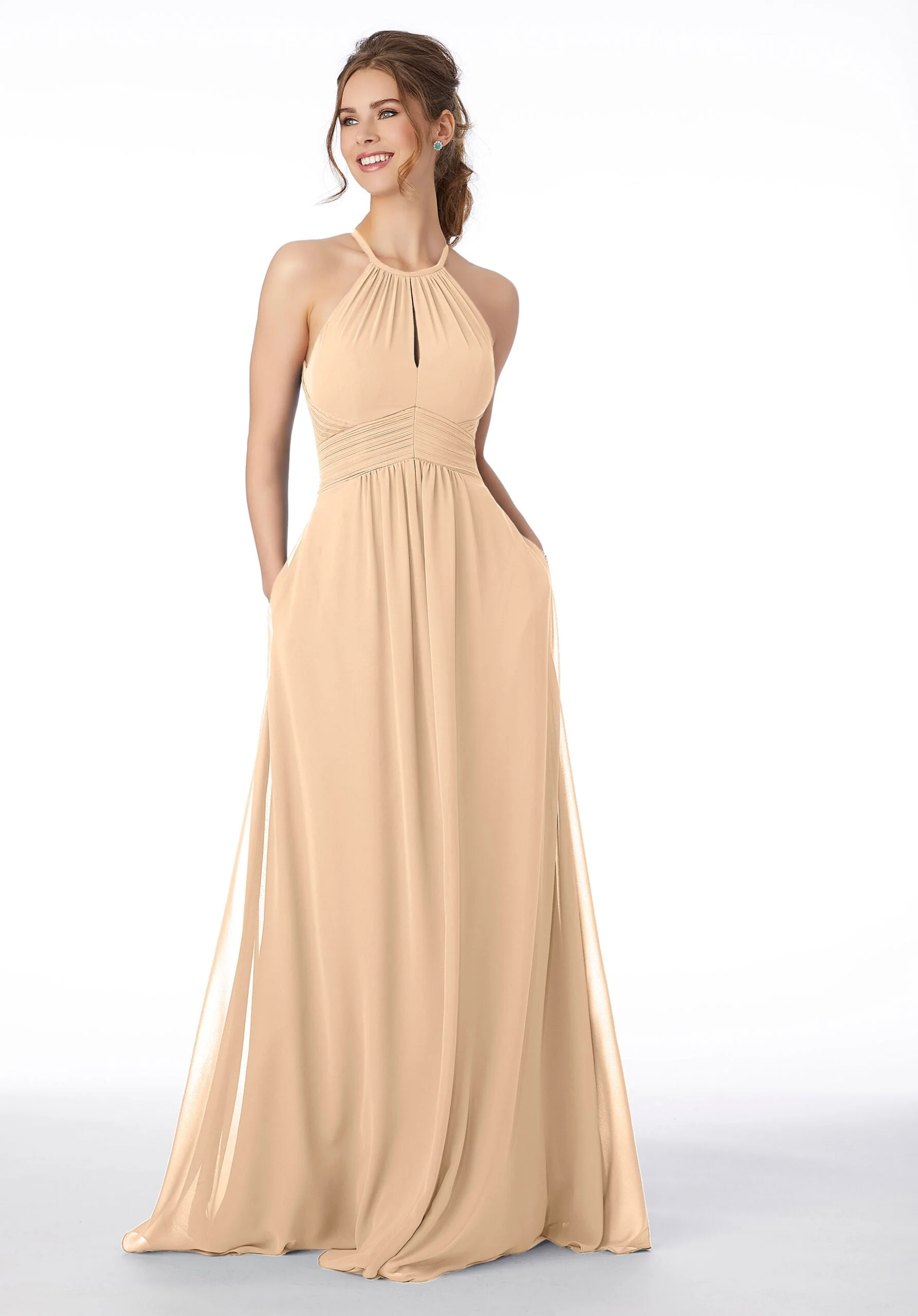High Neck Keyhole Back Bridesmaid Dress - Image 14