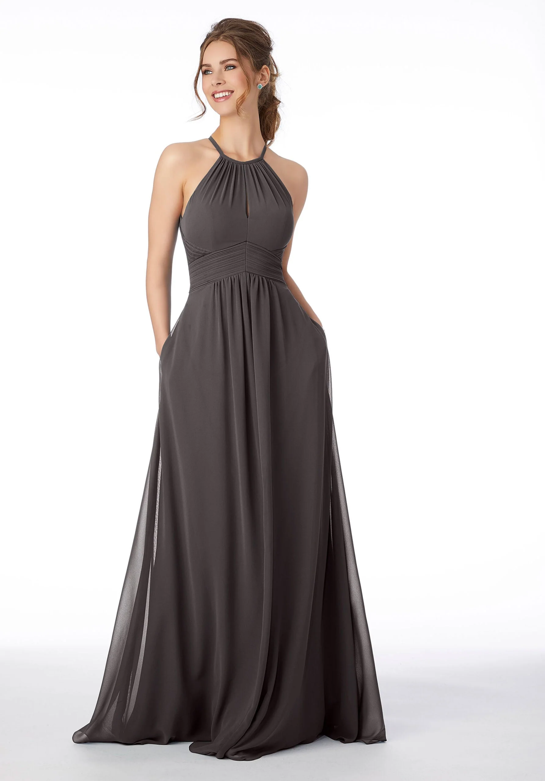 High Neck Keyhole Back Bridesmaid Dress - Image 15
