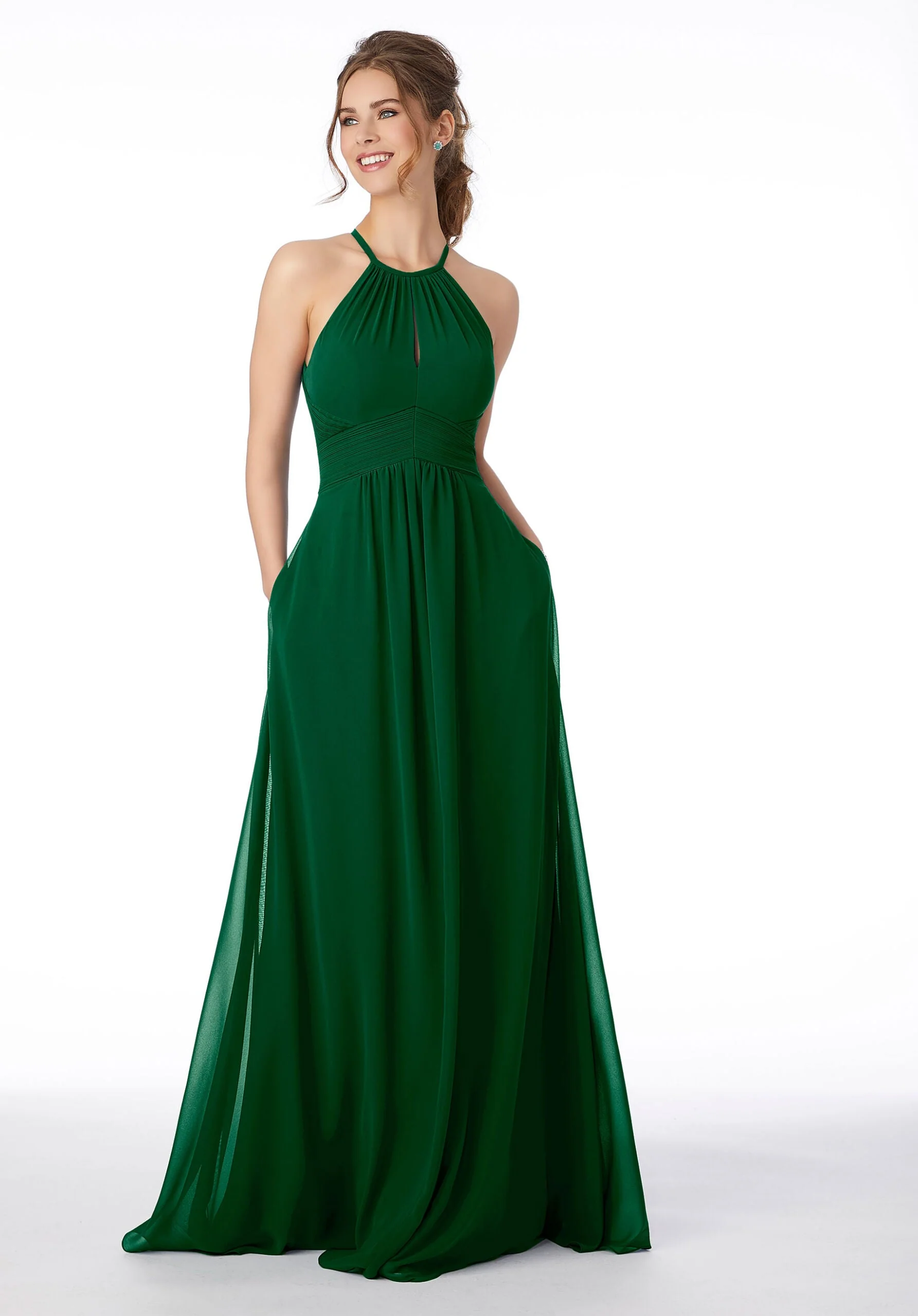 High Neck Keyhole Back Bridesmaid Dress - Image 24