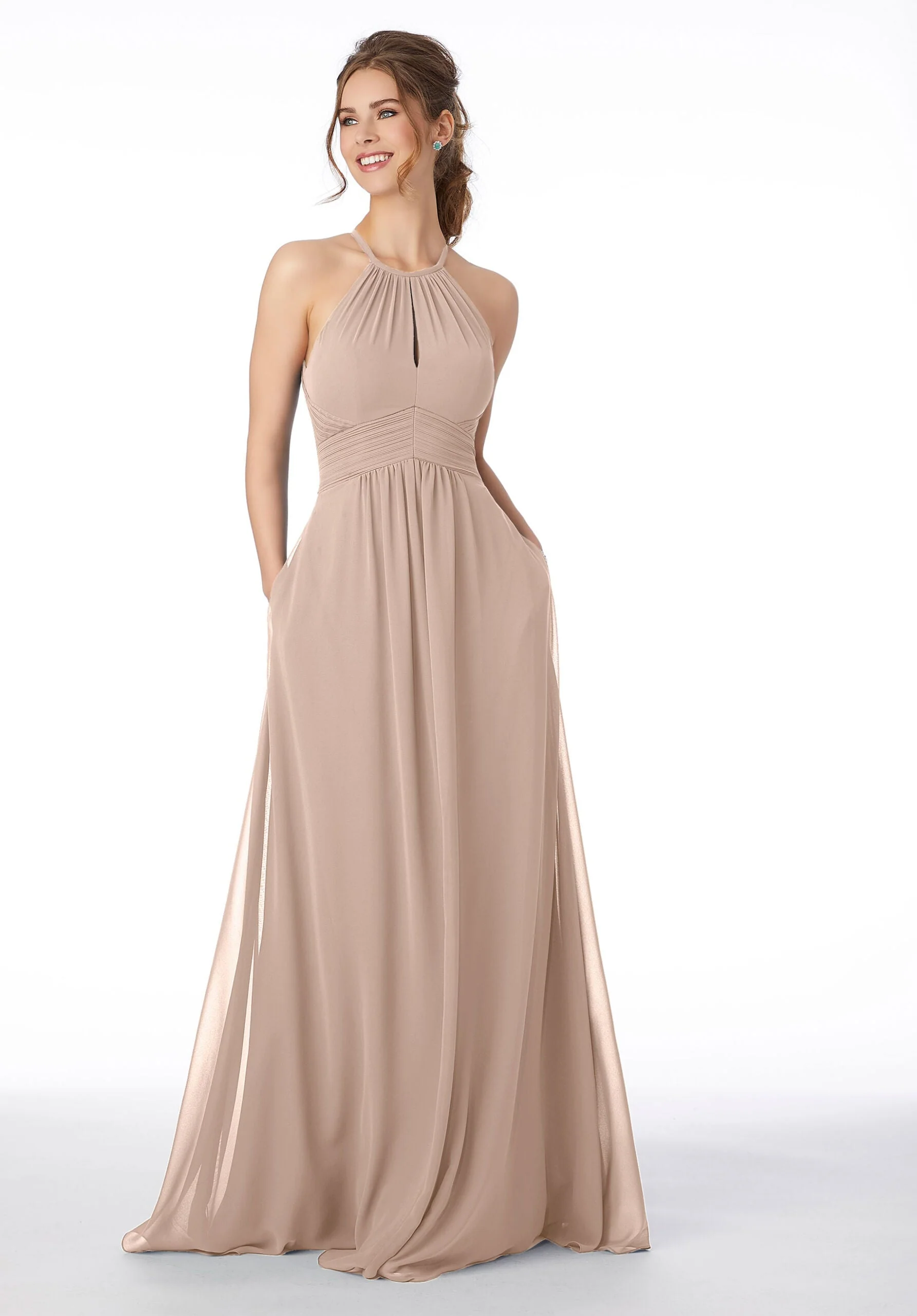 High Neck Keyhole Back Bridesmaid Dress - Image 28