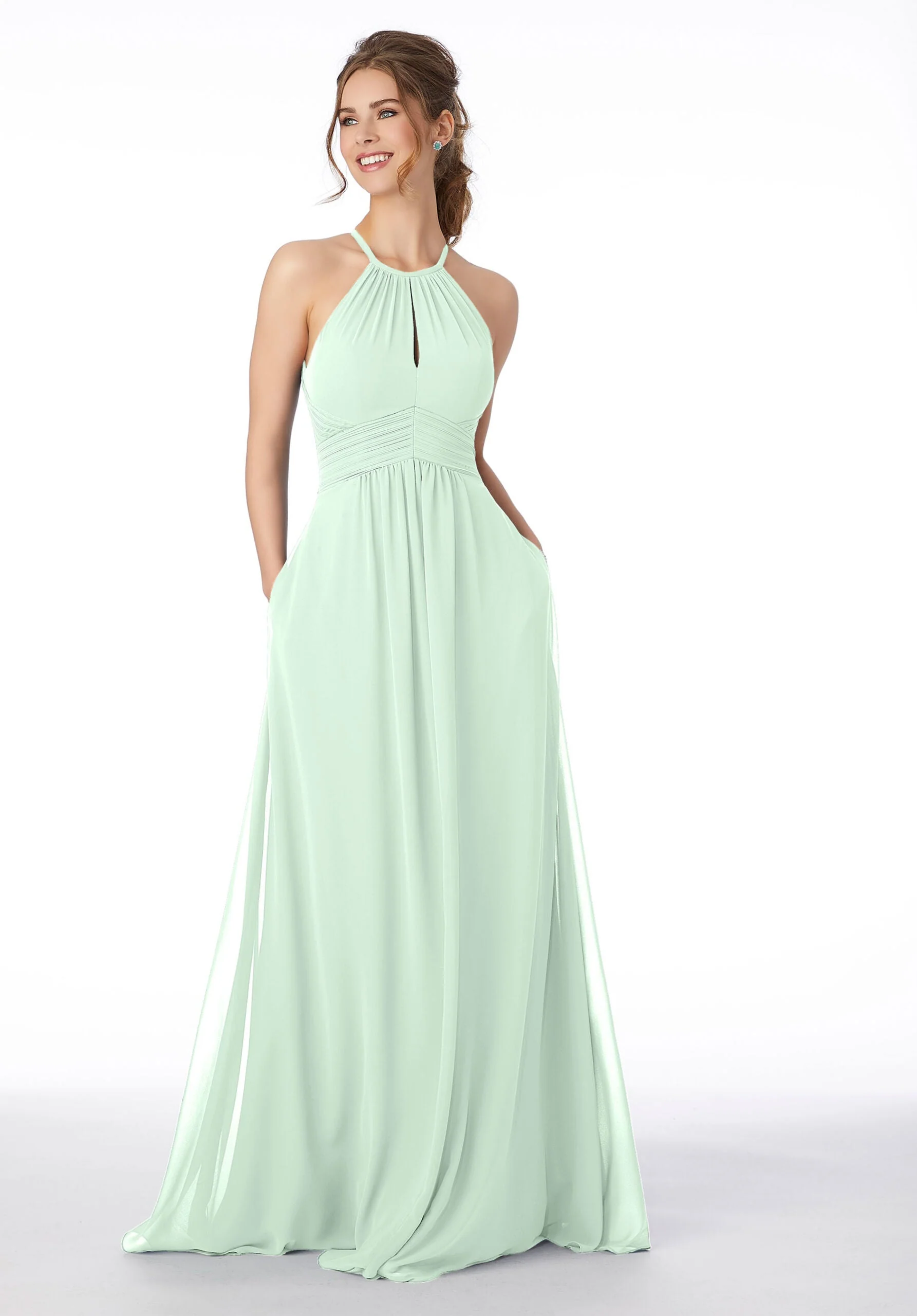 High Neck Keyhole Back Bridesmaid Dress - Image 40