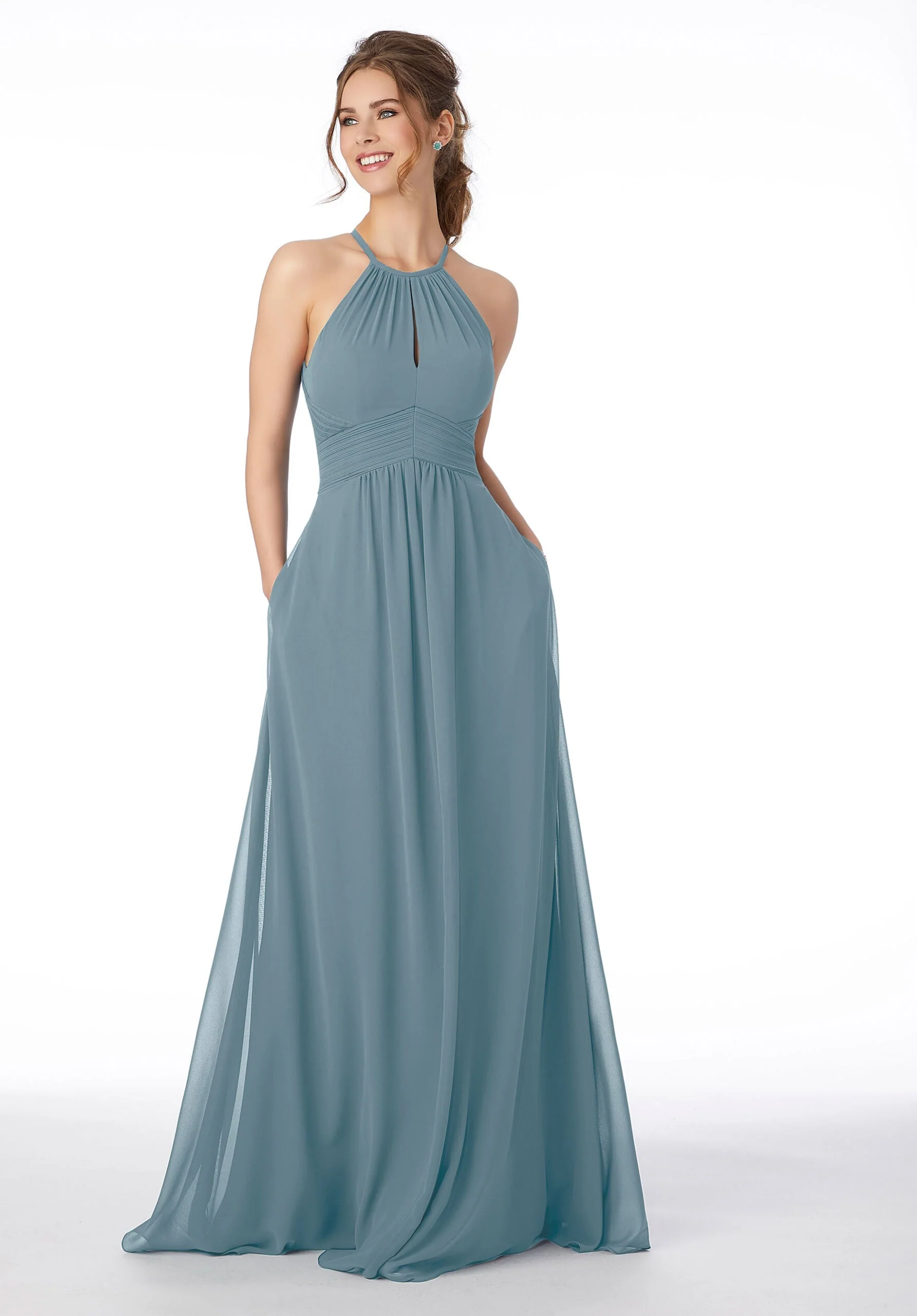 High Neck Keyhole Back Bridesmaid Dress - Image 42