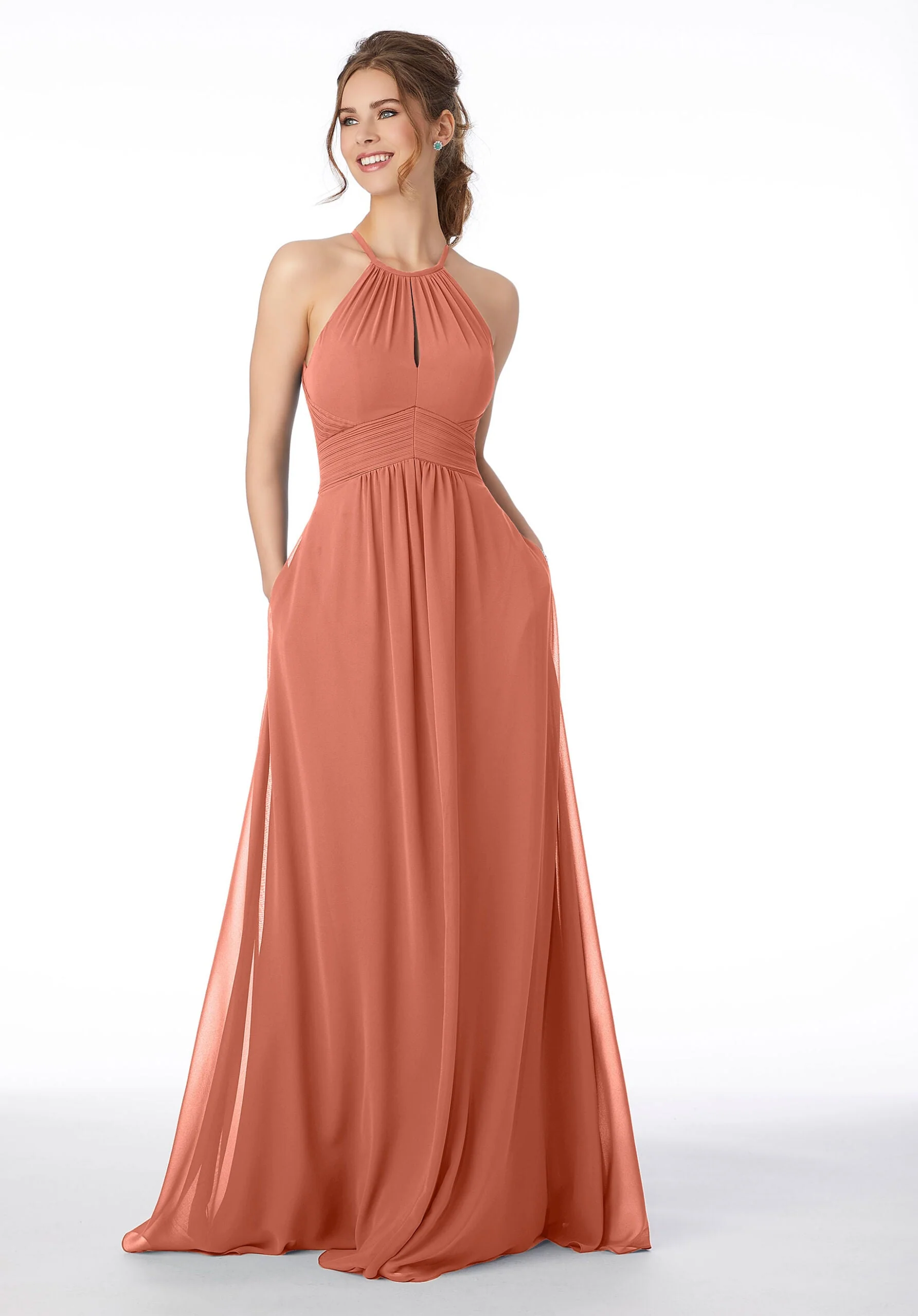 High Neck Keyhole Back Bridesmaid Dress - Image 43