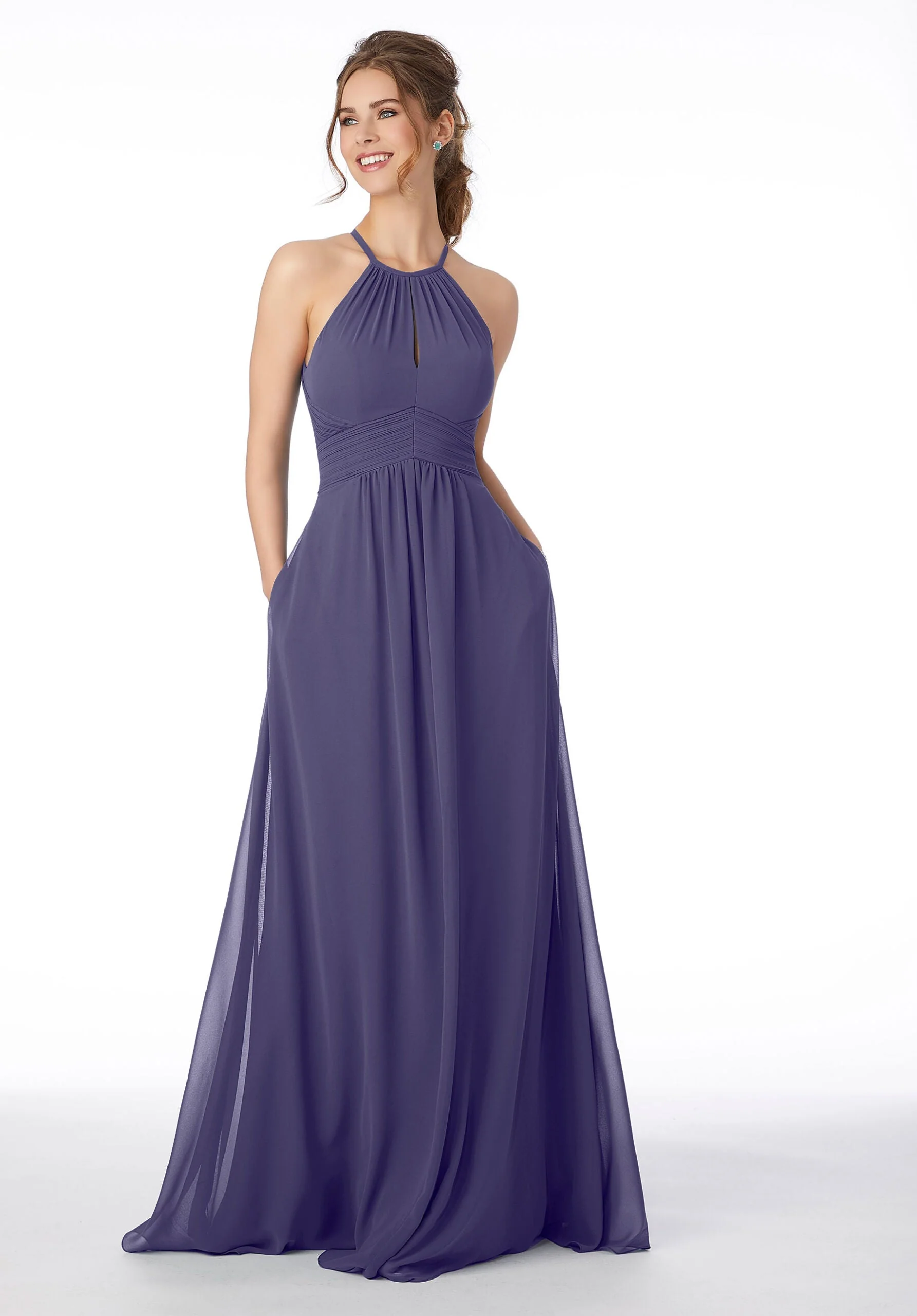 High Neck Keyhole Back Bridesmaid Dress - Image 44