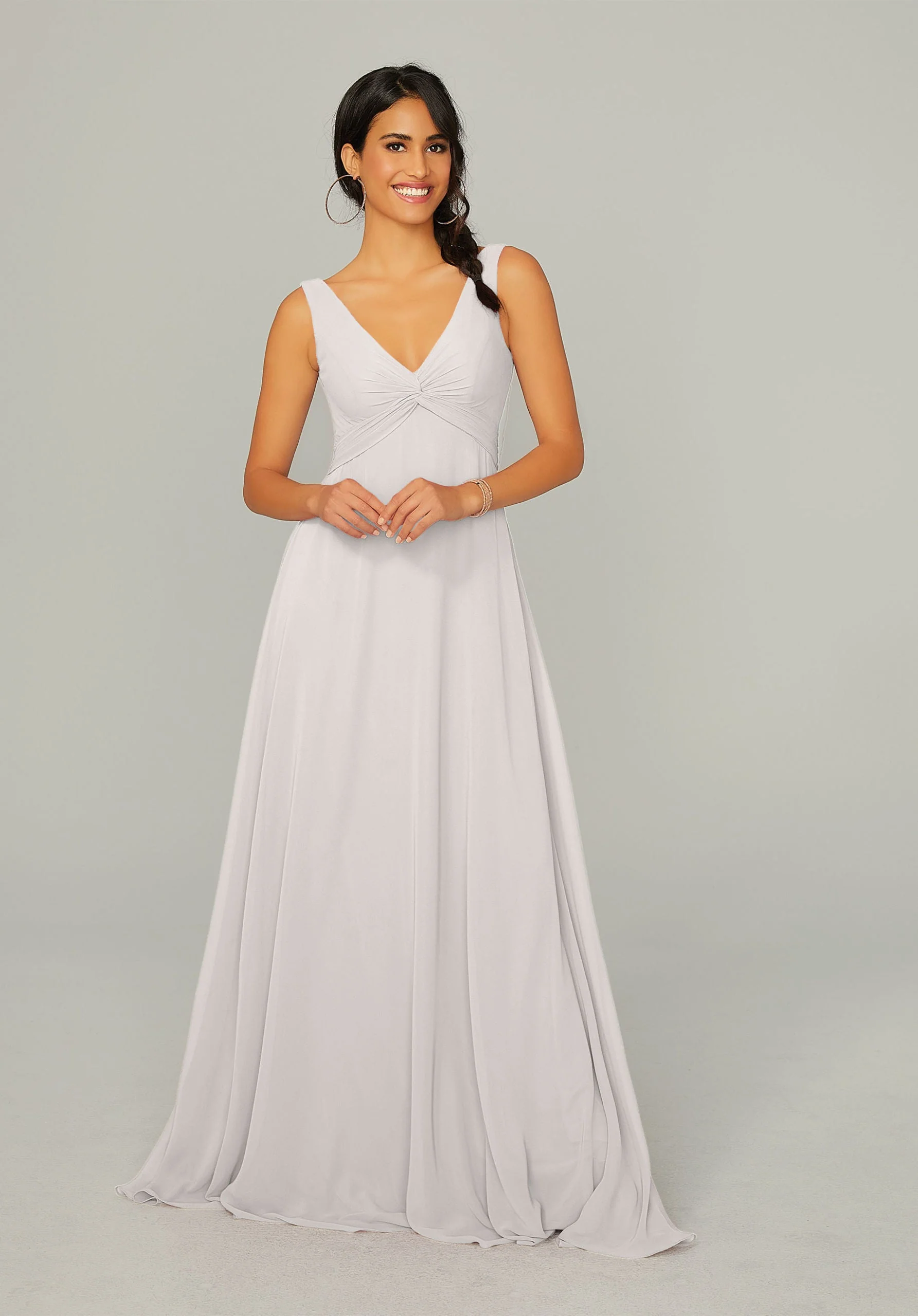 Knotted Bodice Chiffon Bridesmaid Dress - Image 11