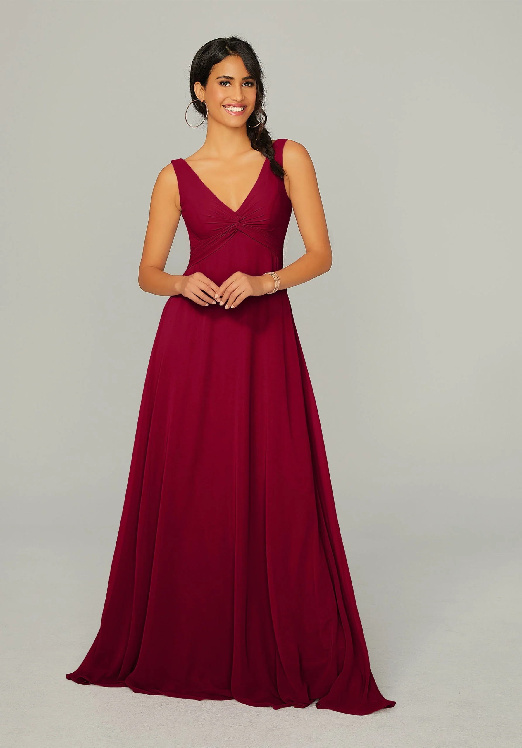 Knotted Bodice Chiffon Bridesmaid Dress - Image 22