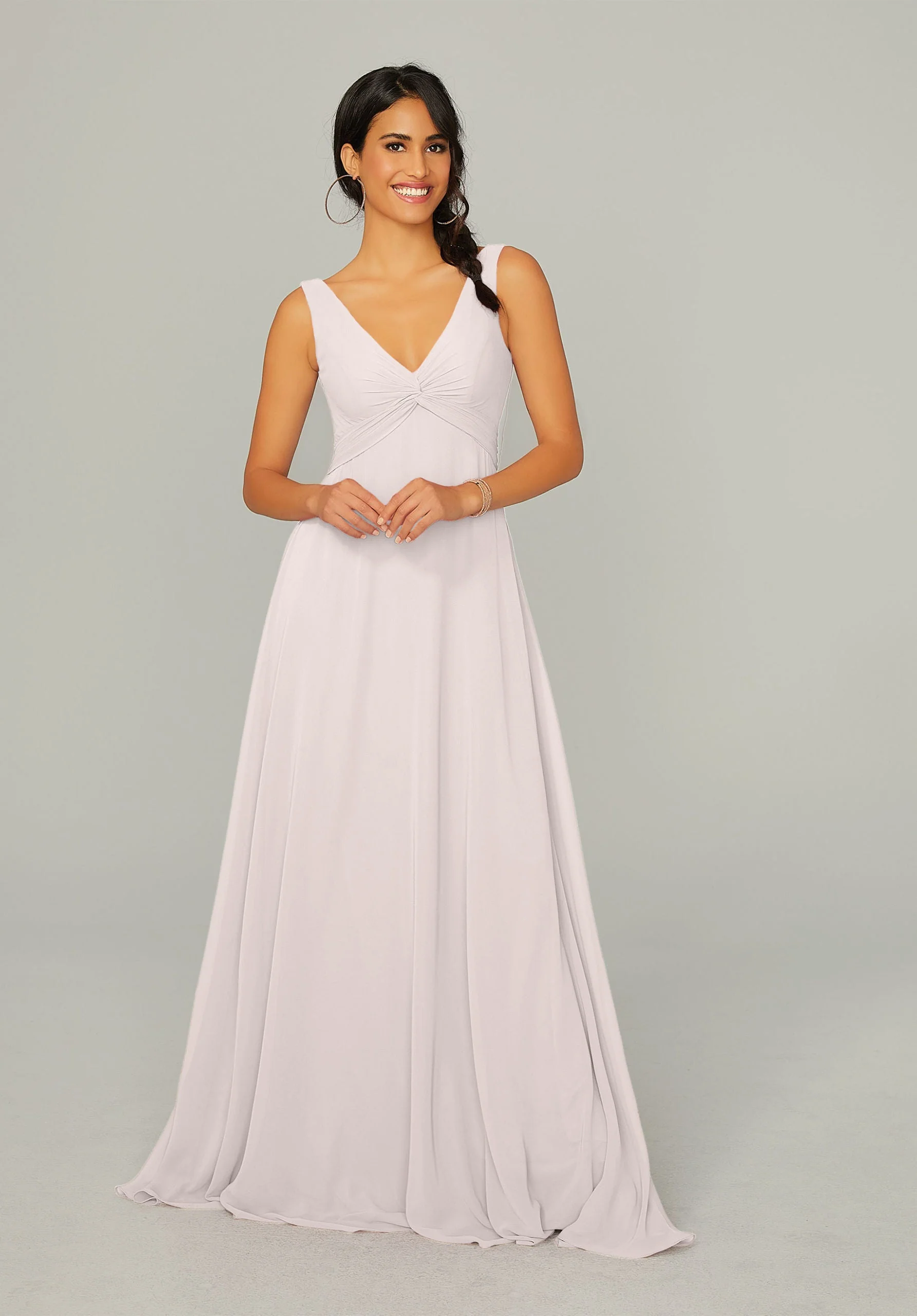Knotted Bodice Chiffon Bridesmaid Dress - Image 26