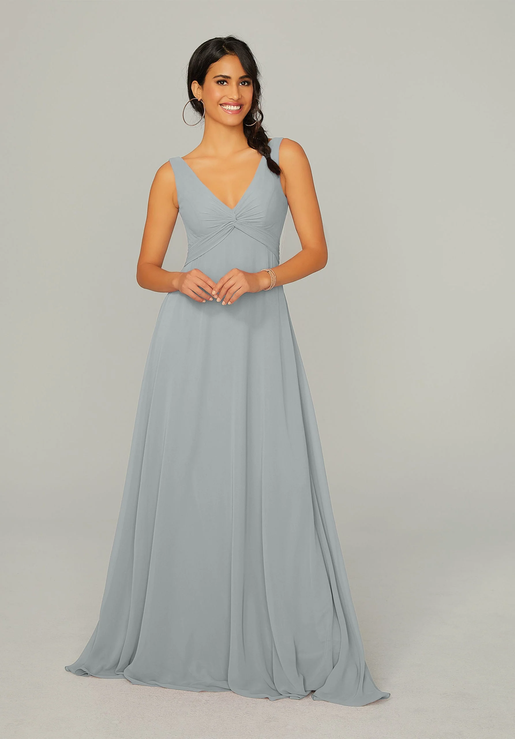 Knotted Bodice Chiffon Bridesmaid Dress - Image 27