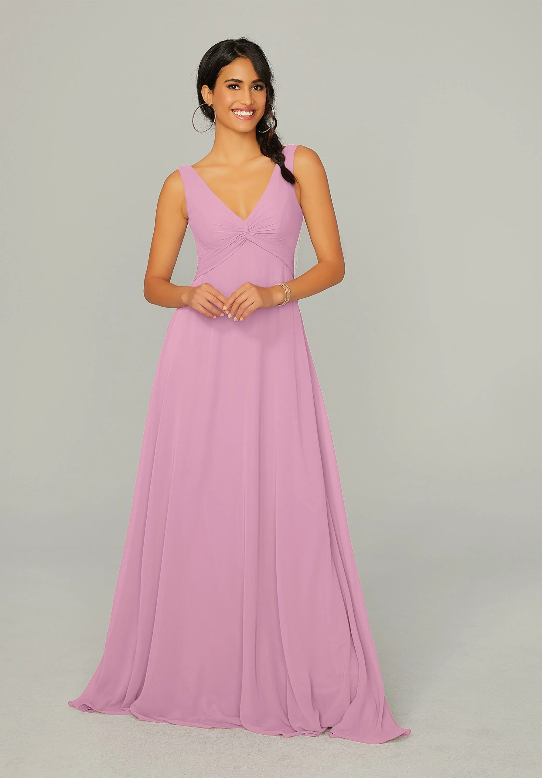 Knotted Bodice Chiffon Bridesmaid Dress - Image 6
