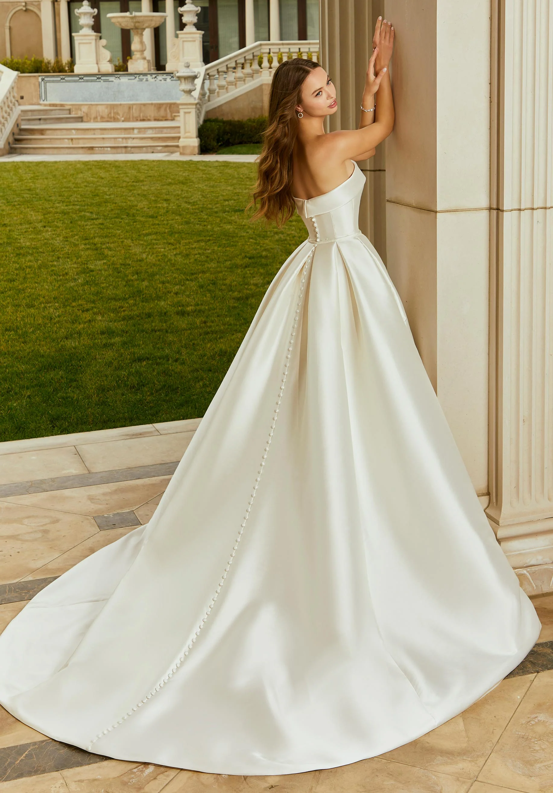 Larissa Satin Overskirt with Buttons - Image 2