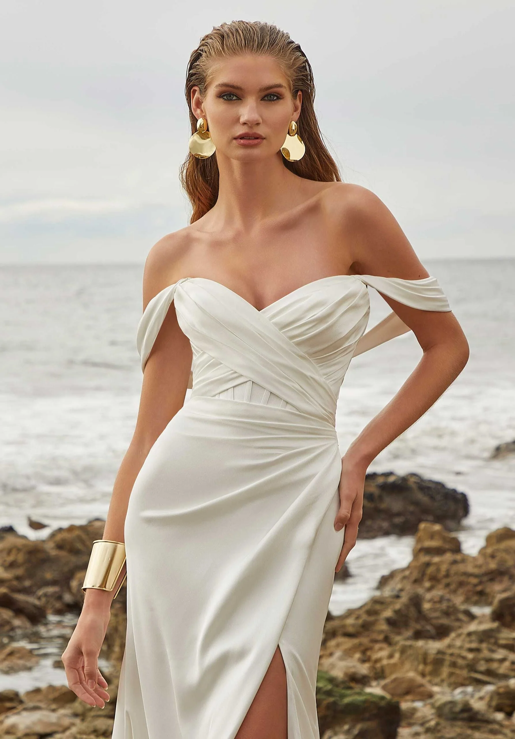 Liquid Satin Draped Sleeves