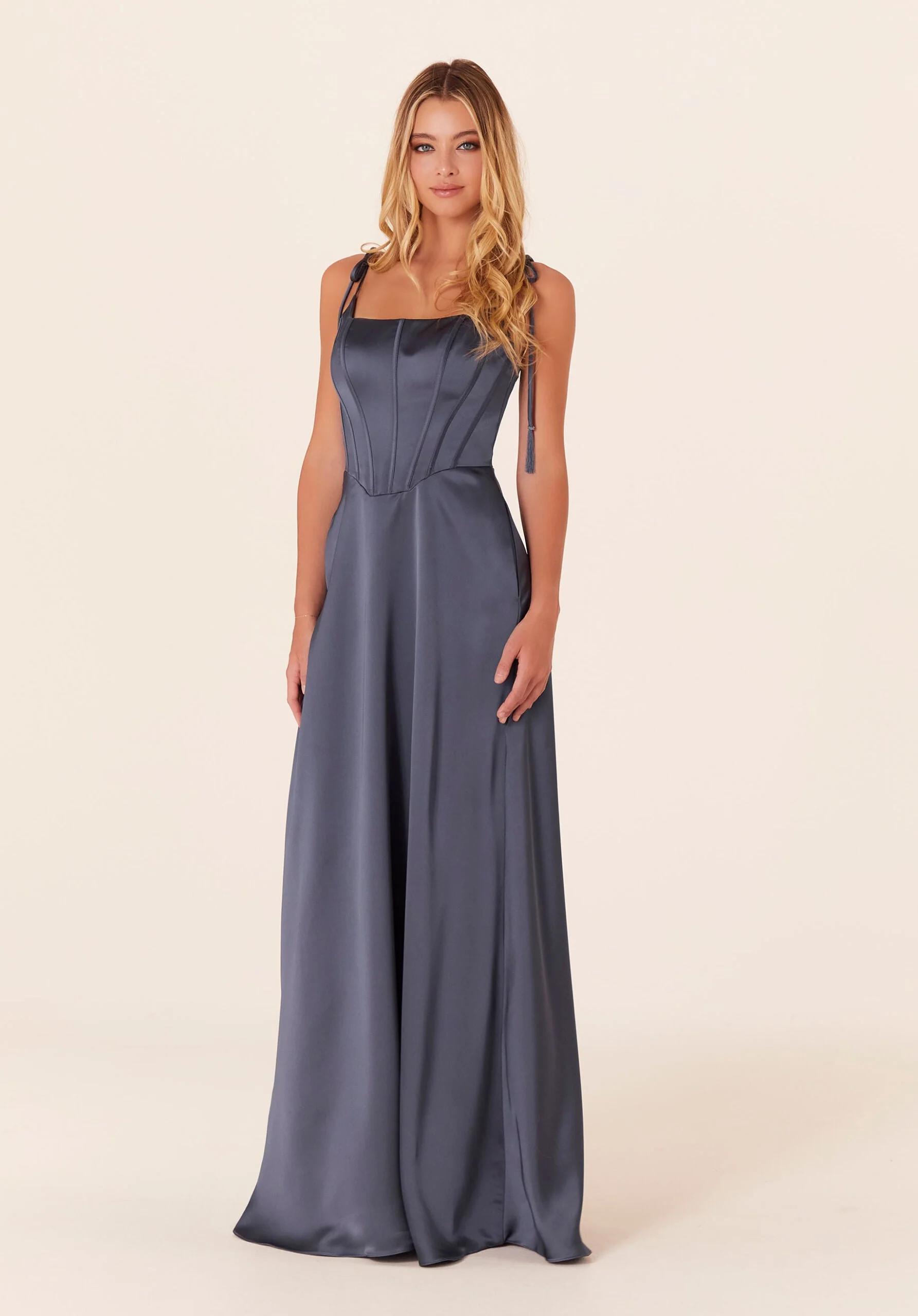 Luxe Satin Bridesmaid Dress with Corset Bodice