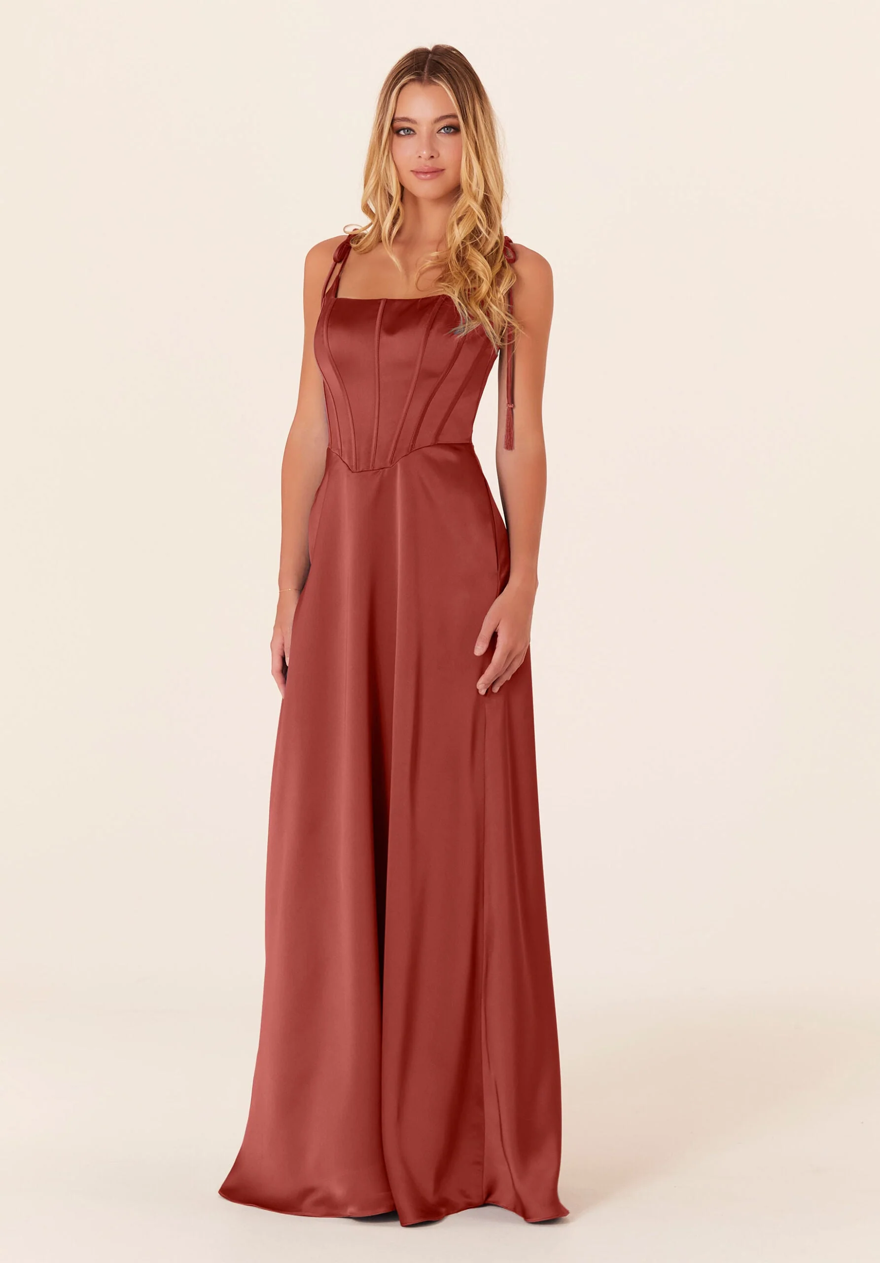 Luxe Satin Bridesmaid Dress with Corset Bodice - Image 14