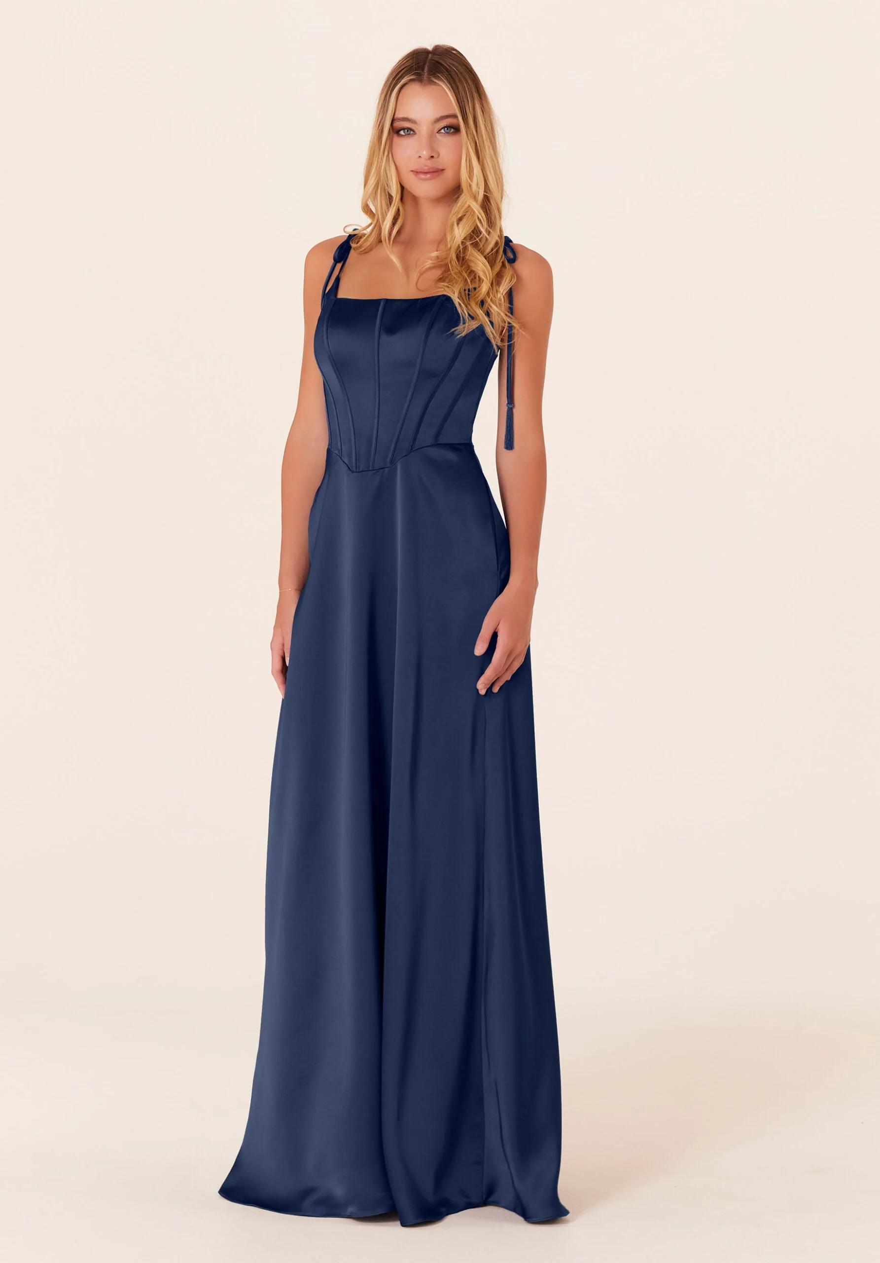 Luxe Satin Bridesmaid Dress with Corset Bodice - Image 16