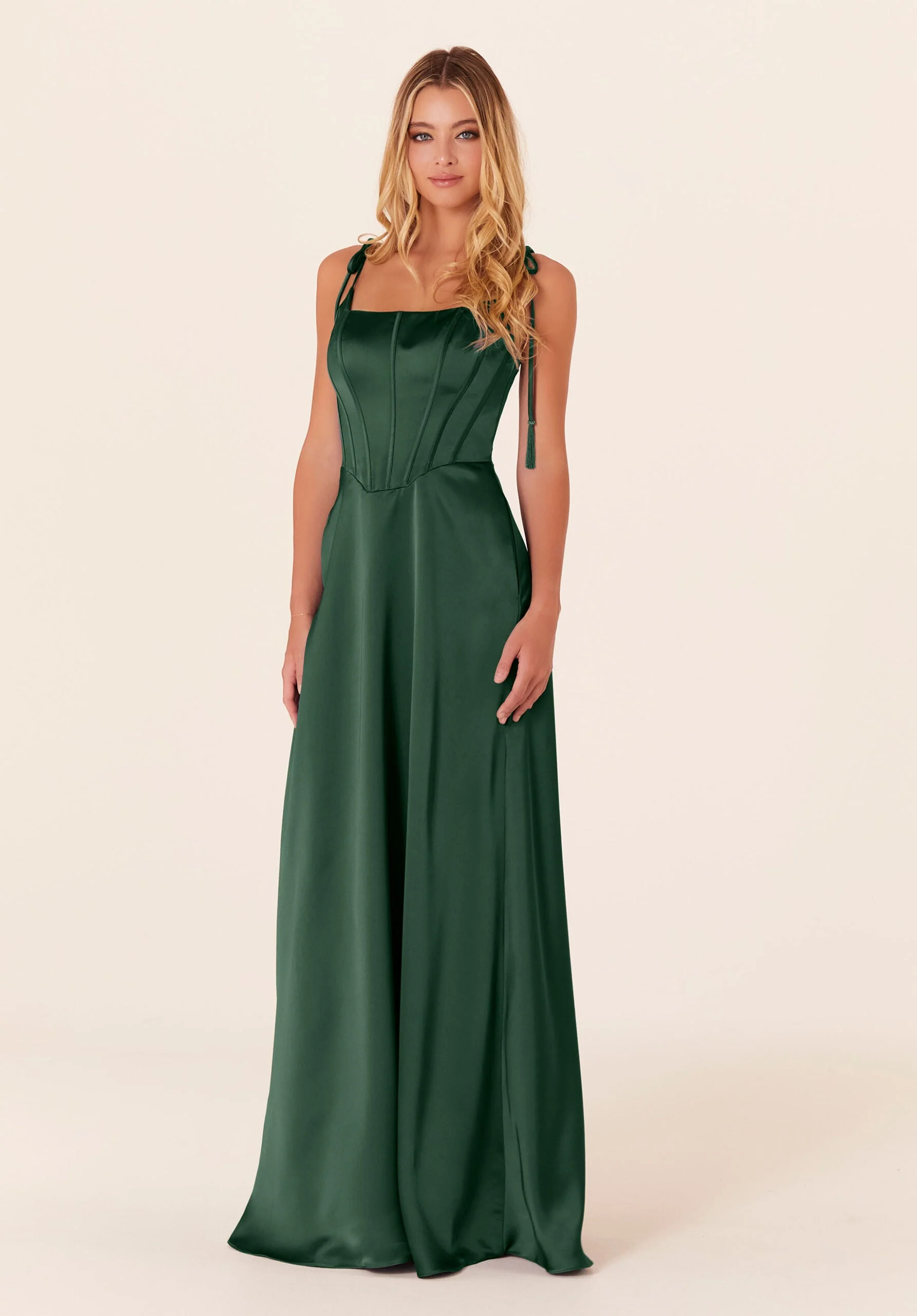 Luxe Satin Bridesmaid Dress with Corset Bodice - Image 17