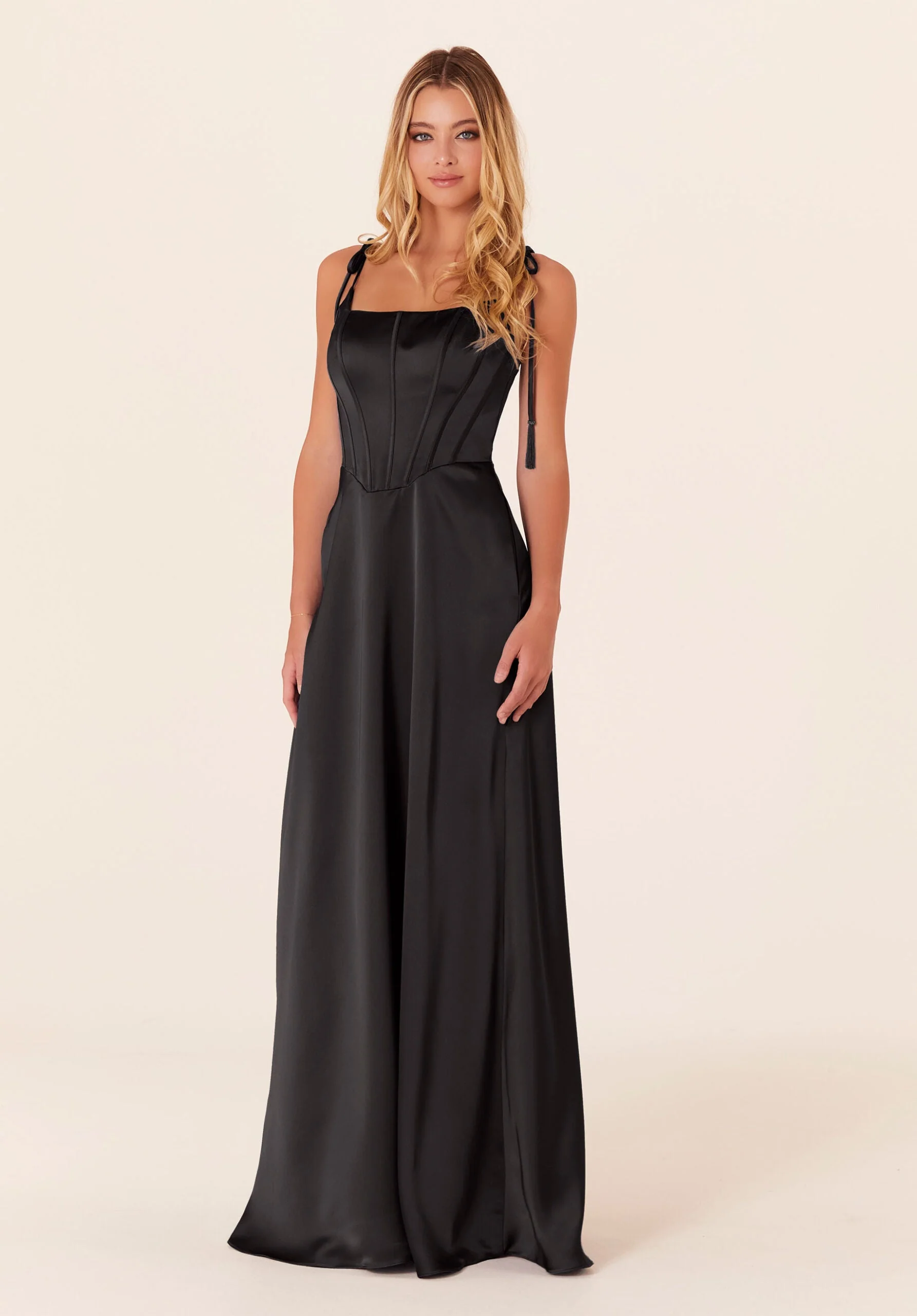 Luxe Satin Bridesmaid Dress with Corset Bodice - Image 18