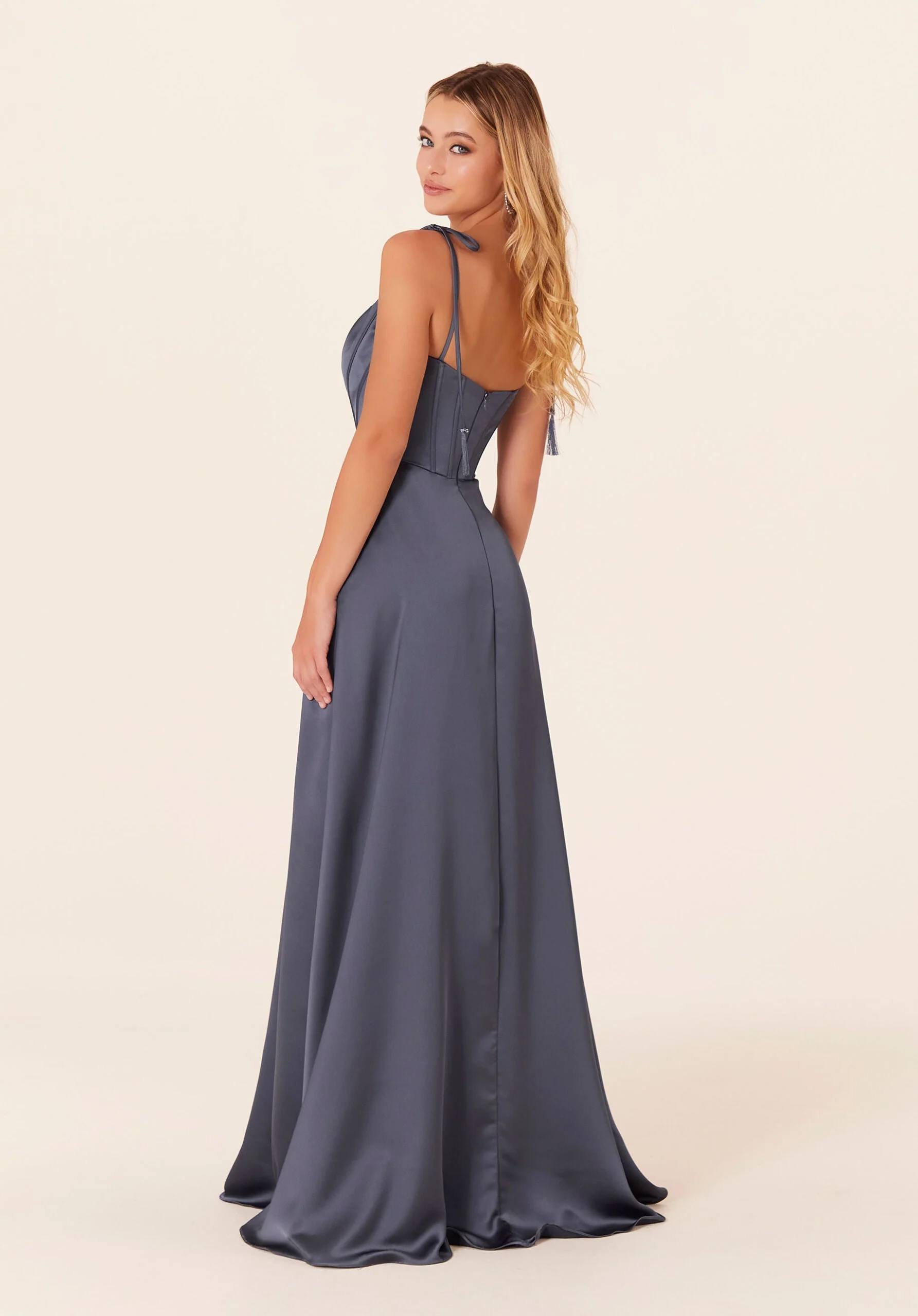 Luxe Satin Bridesmaid Dress with Corset Bodice - Image 3