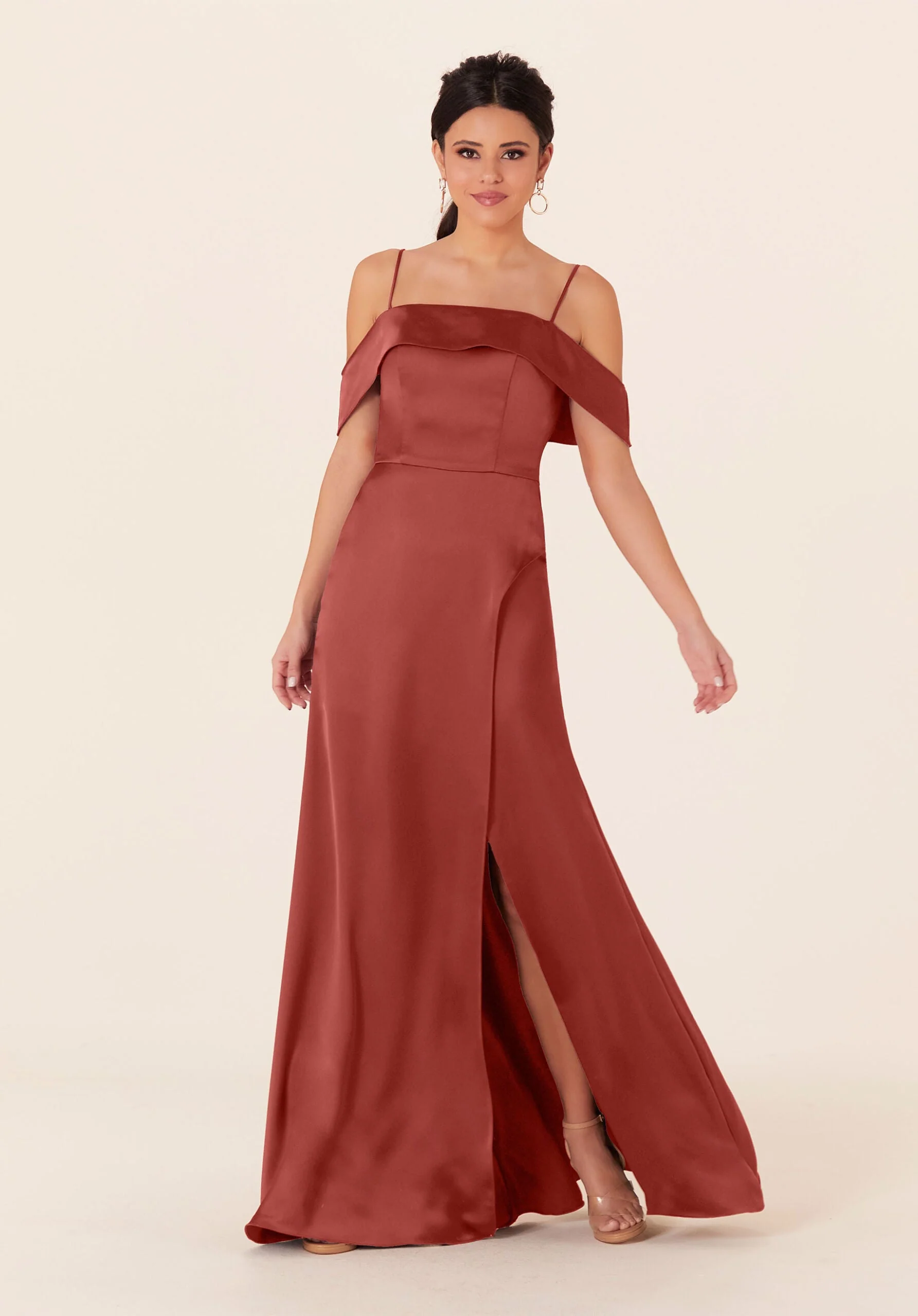 Luxe Satin Bridesmaid Dress with Cuffed Neckline - Image 14