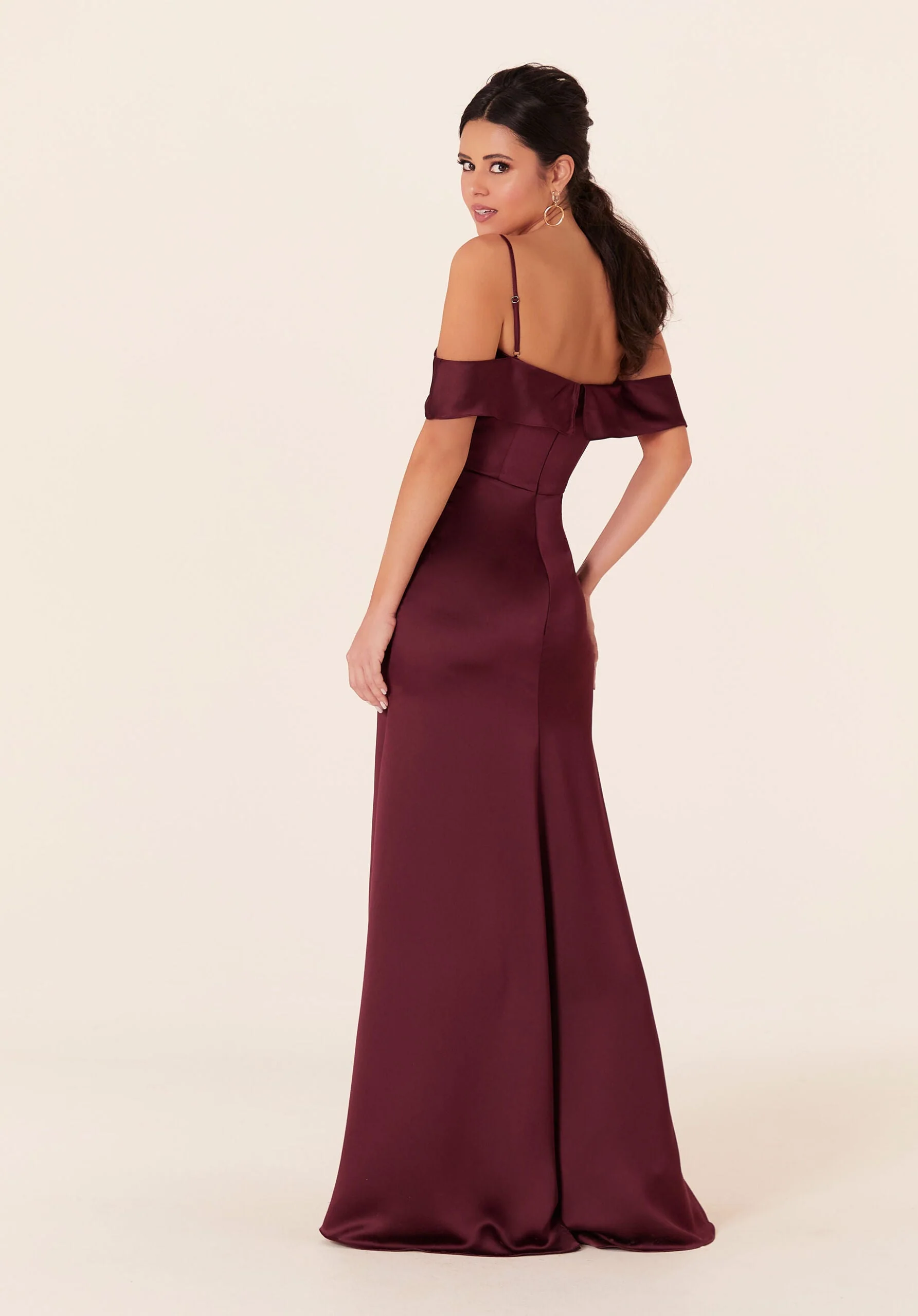 Luxe Satin Bridesmaid Dress with Cuffed Neckline - Image 3