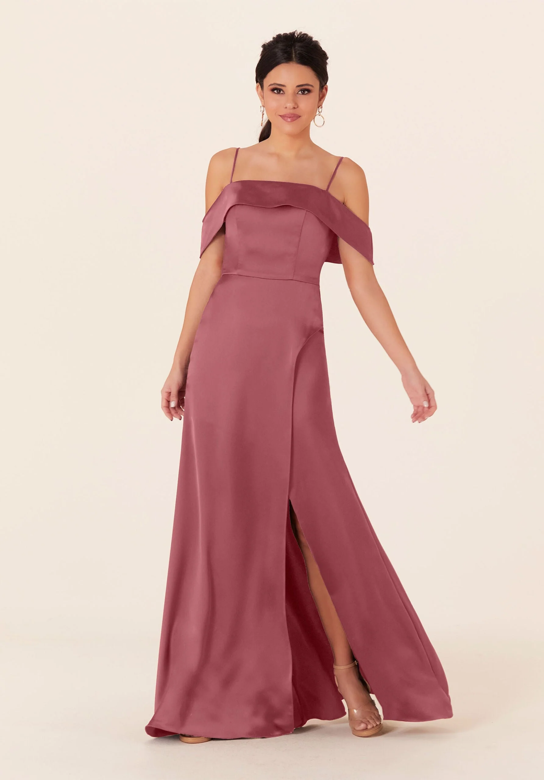 Luxe Satin Bridesmaid Dress with Cuffed Neckline - Image 7