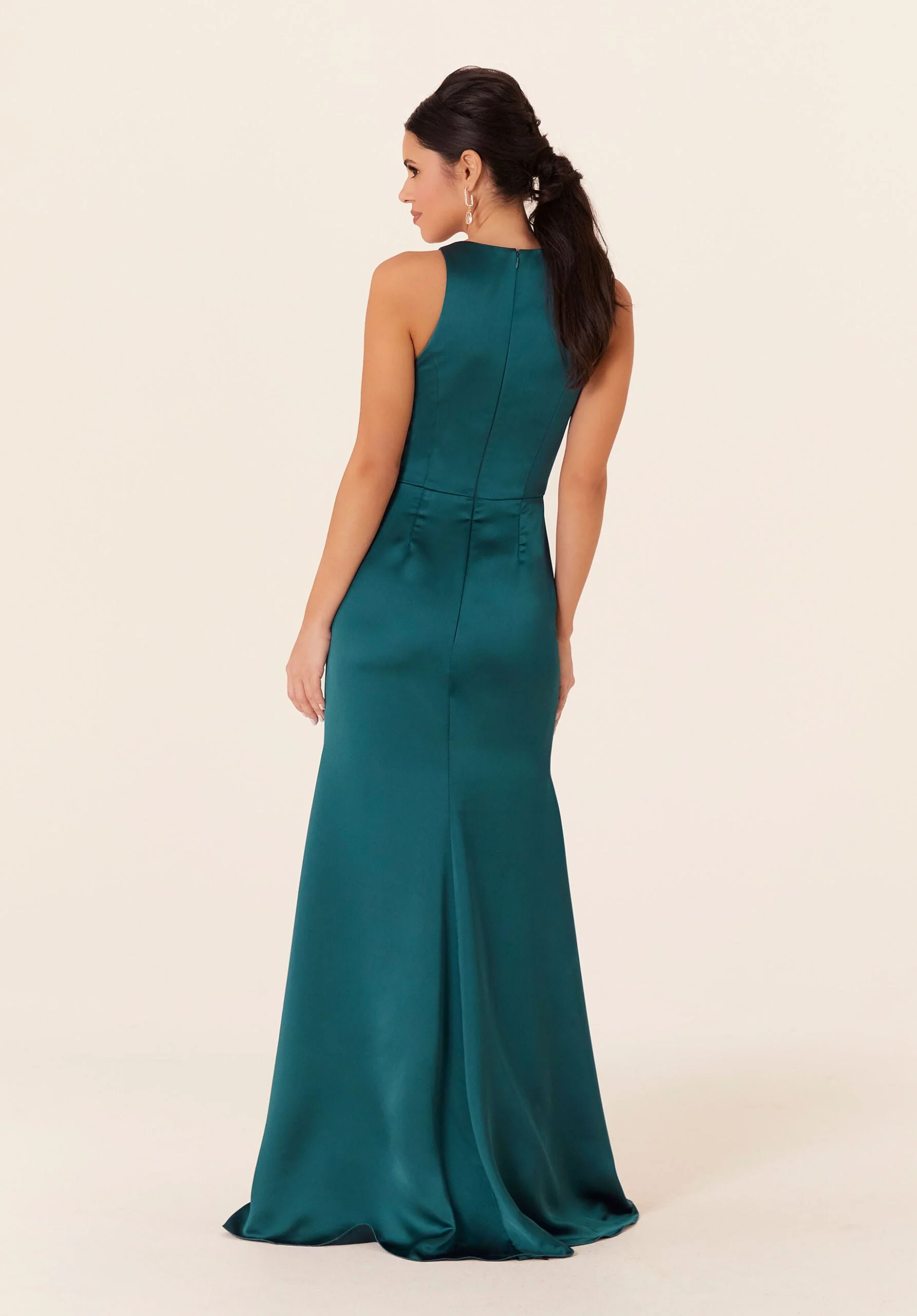 Luxe Satin Bridesmaid Dress with Ruffle Detail - Image 3