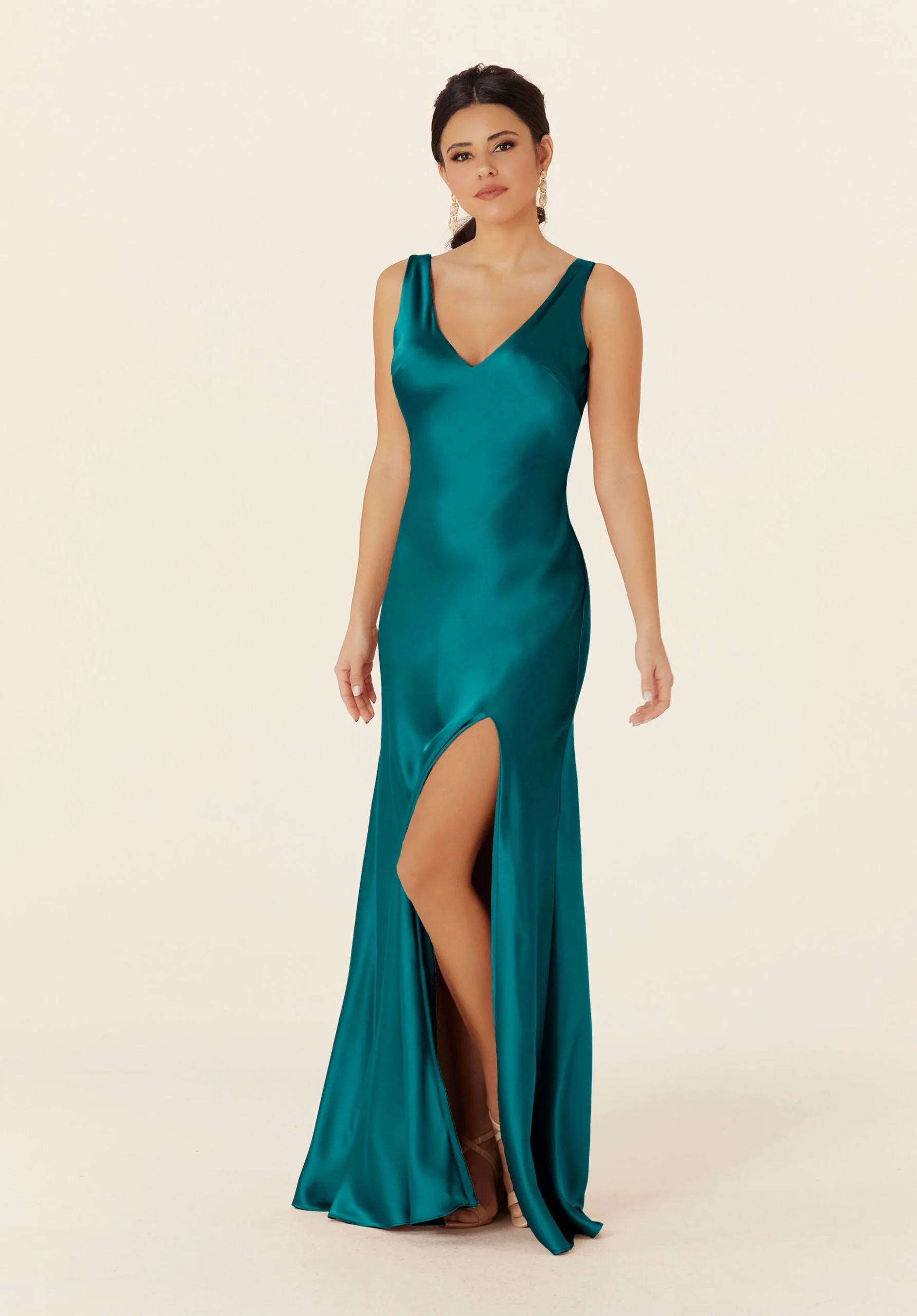 Luxe Satin Bridesmaid Dress with Tied Back - Image 11
