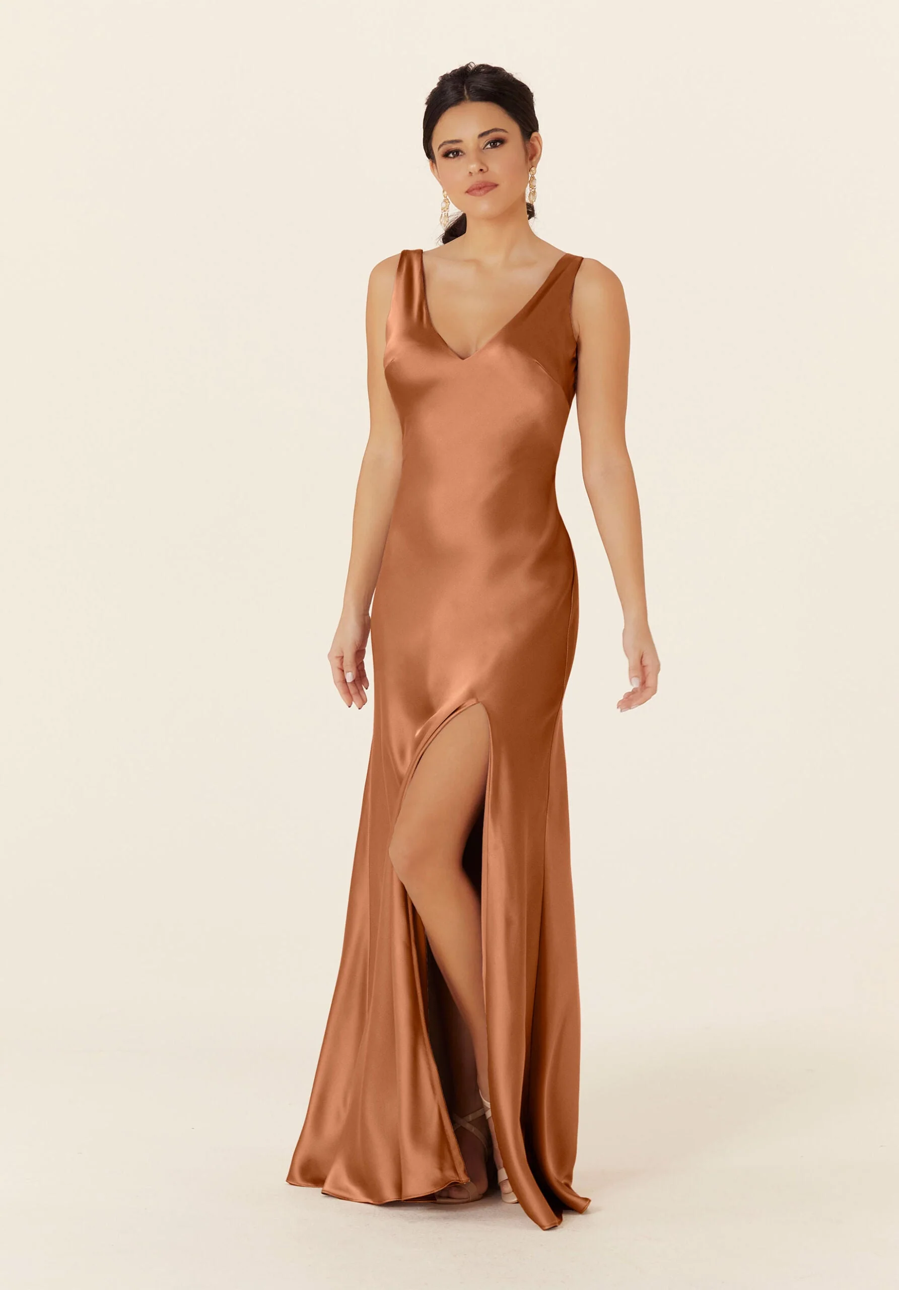 Luxe Satin Bridesmaid Dress with Tied Back - Image 12