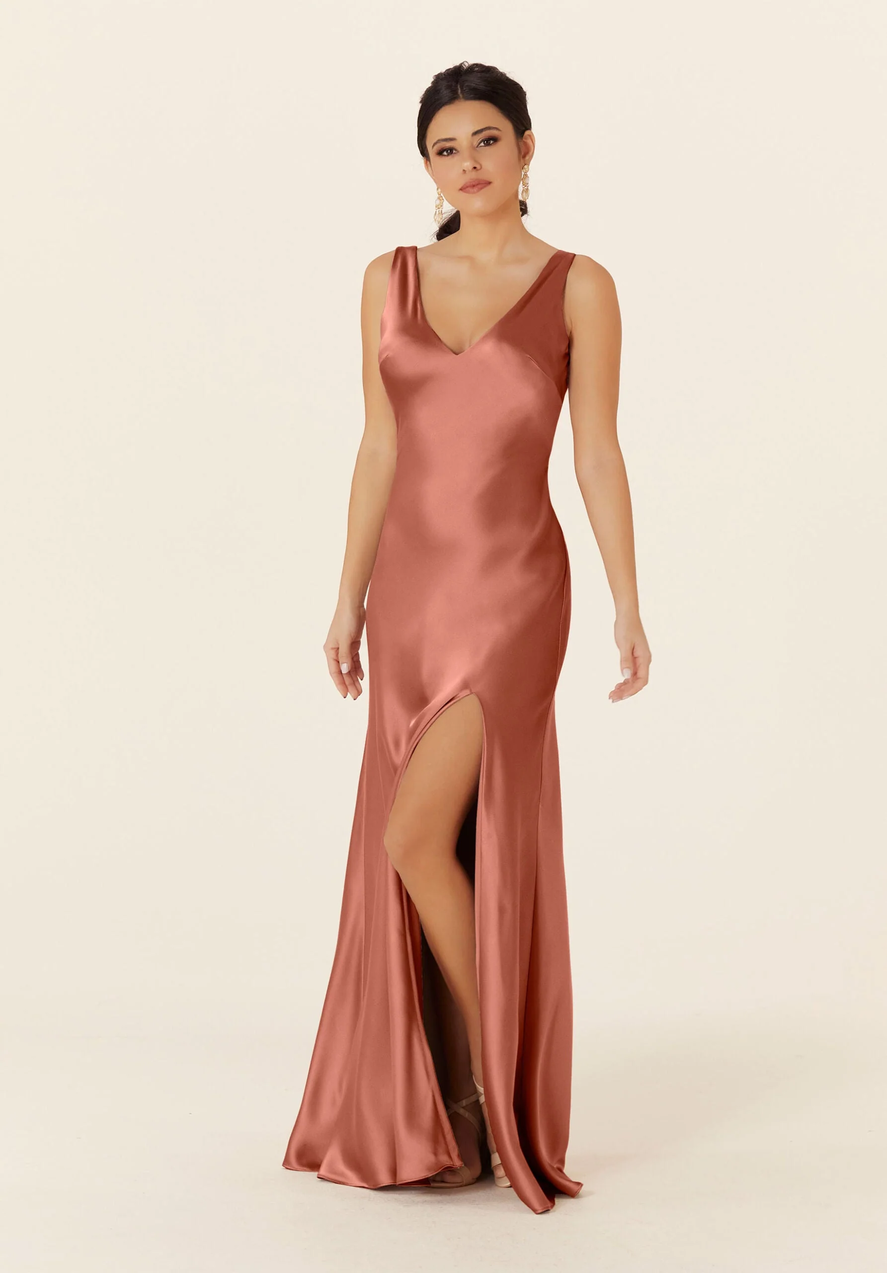 Luxe Satin Bridesmaid Dress with Tied Back - Image 13