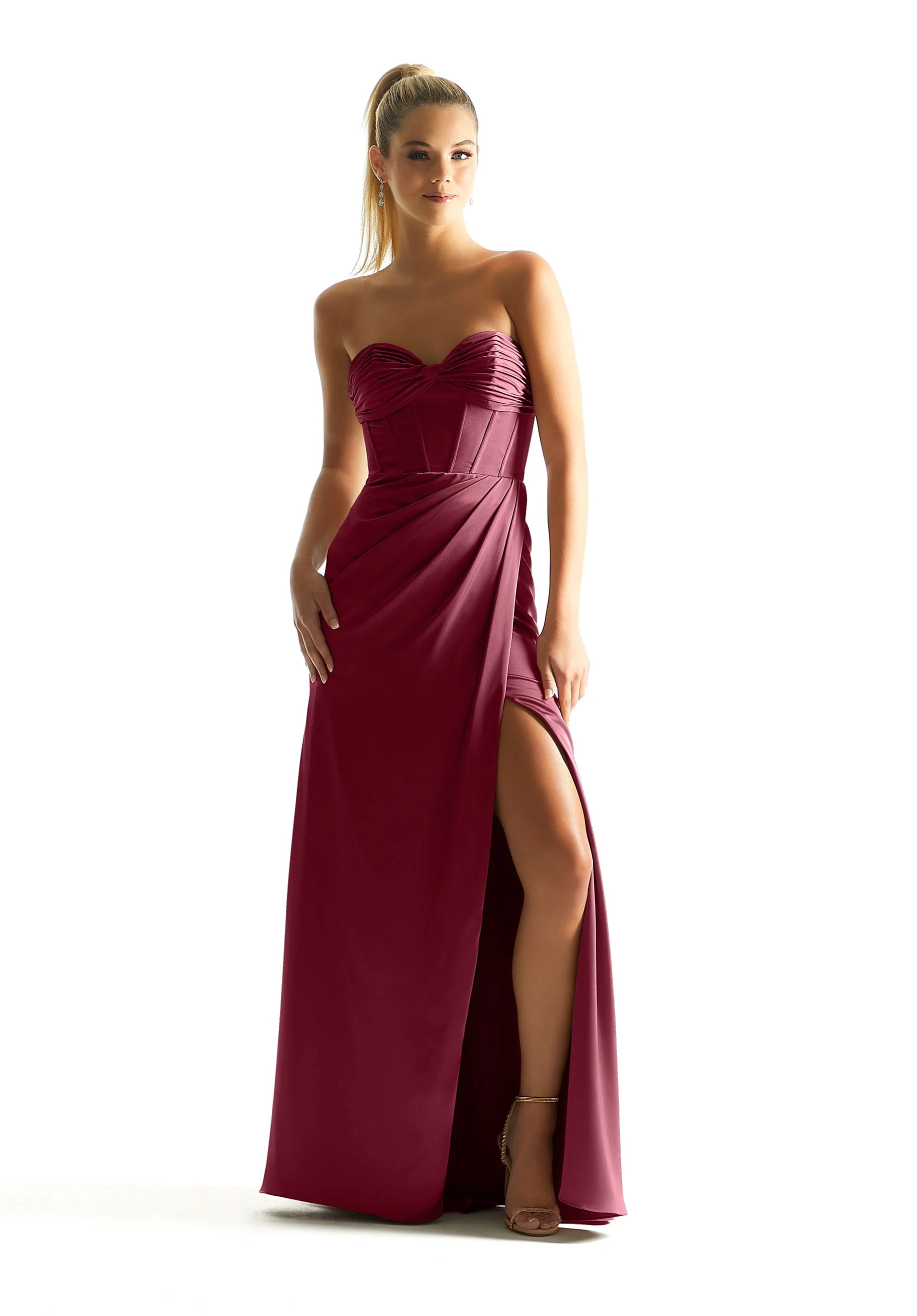 Luxe Satin Corset Bodice Bridesmaid Dress - Image 10
