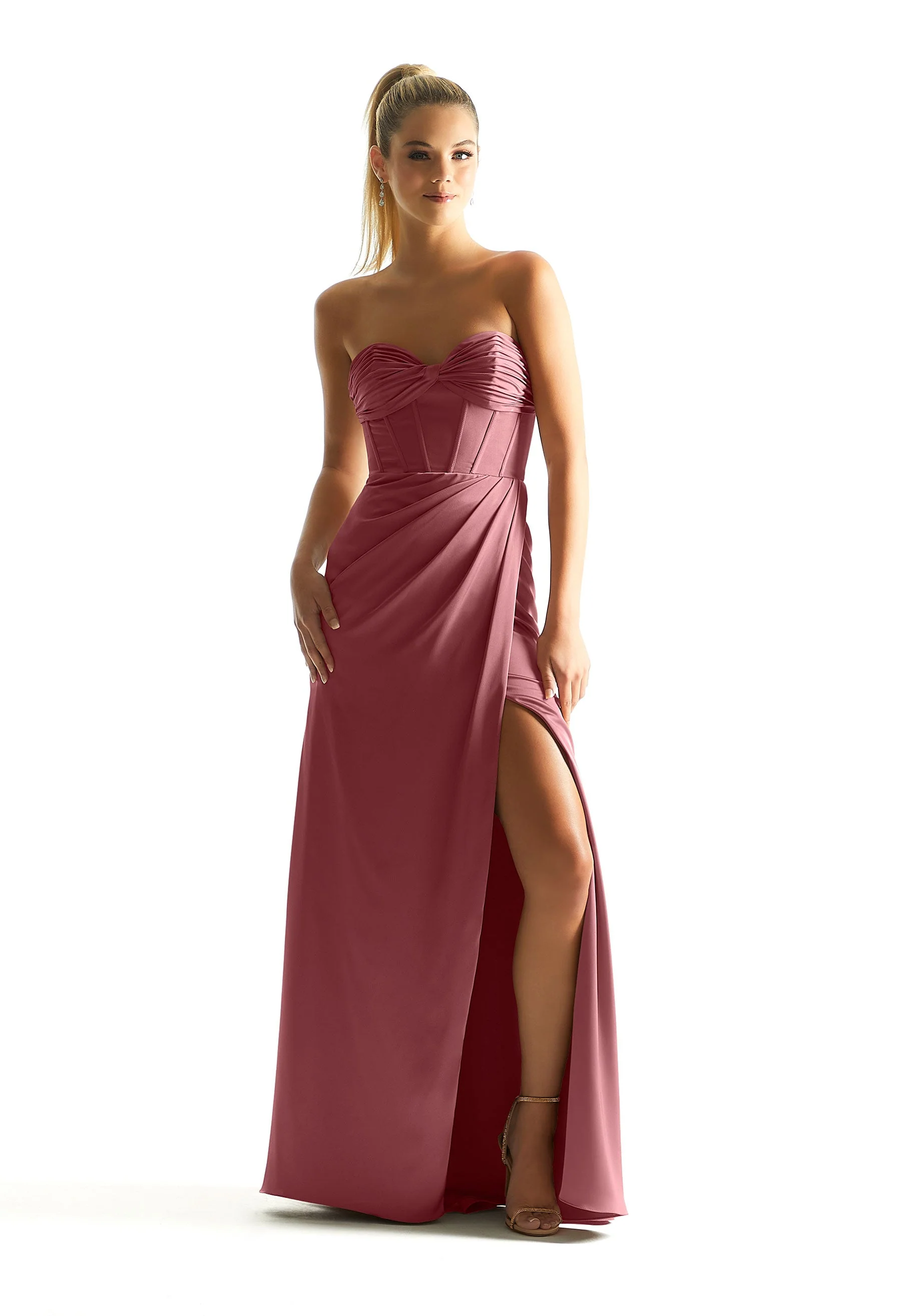 Luxe Satin Corset Bodice Bridesmaid Dress - Image 17