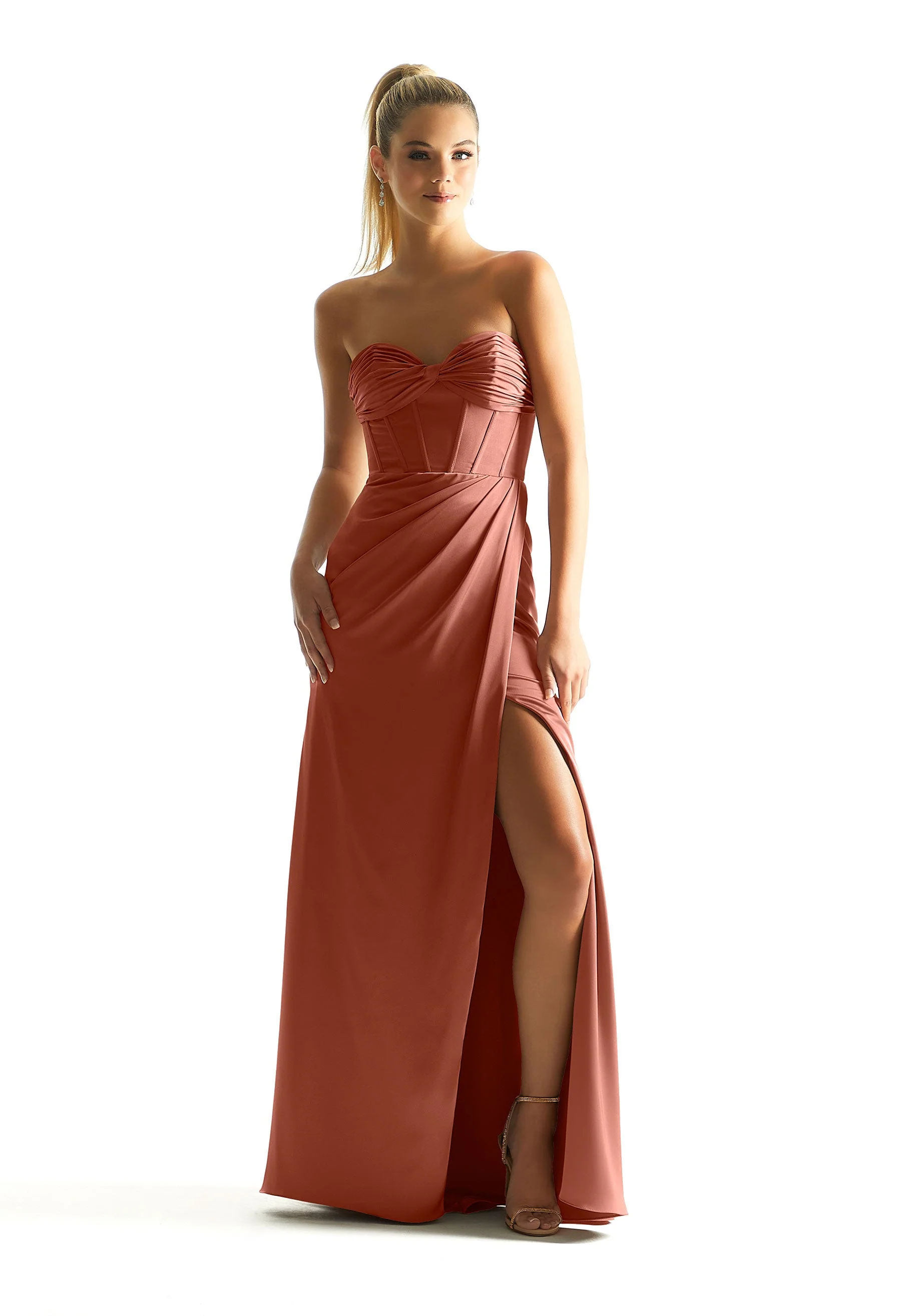Luxe Satin Corset Bodice Bridesmaid Dress - Image 19