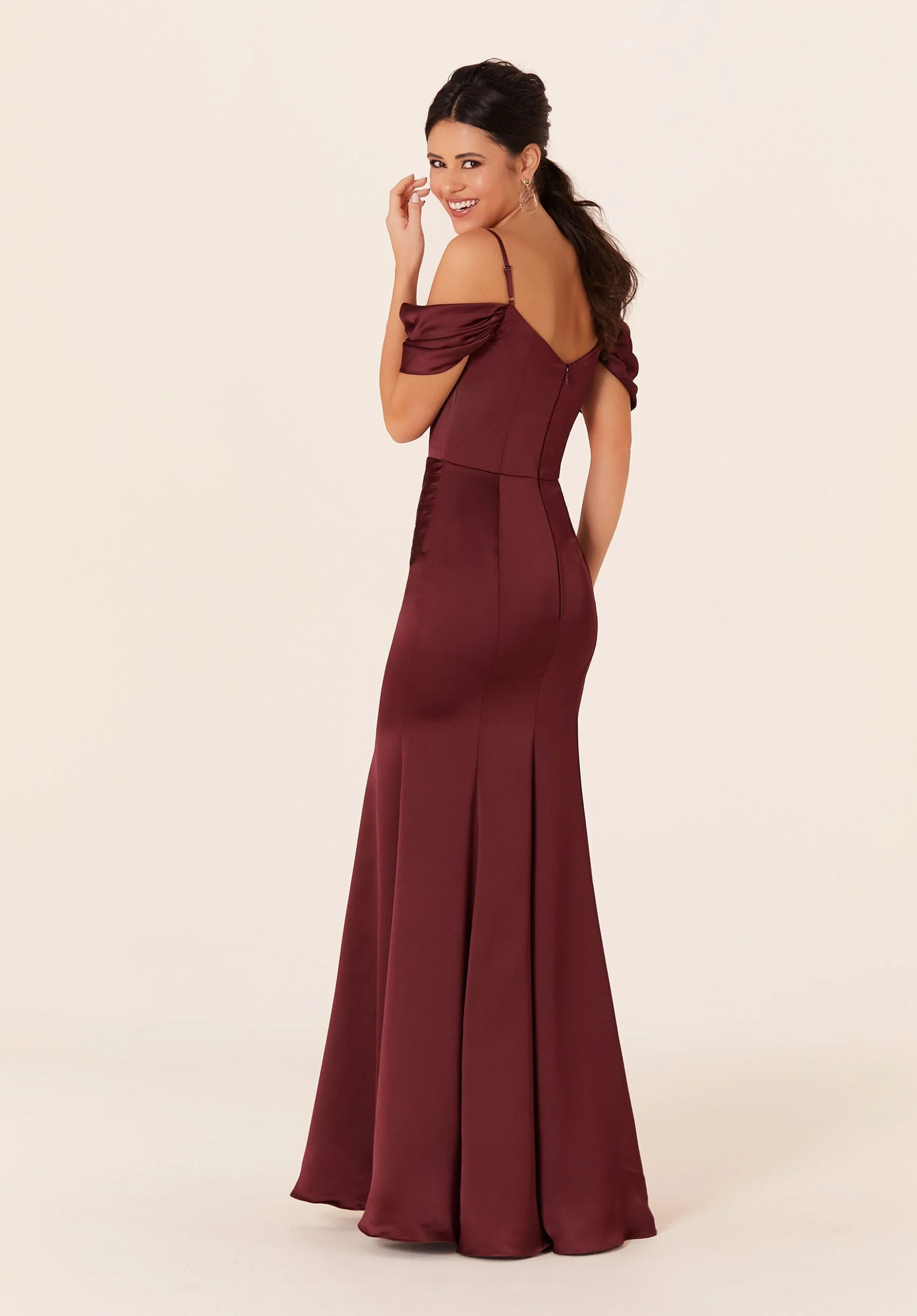 Luxe Satin Fit and Flare Bridesmaids Dress - Image 3