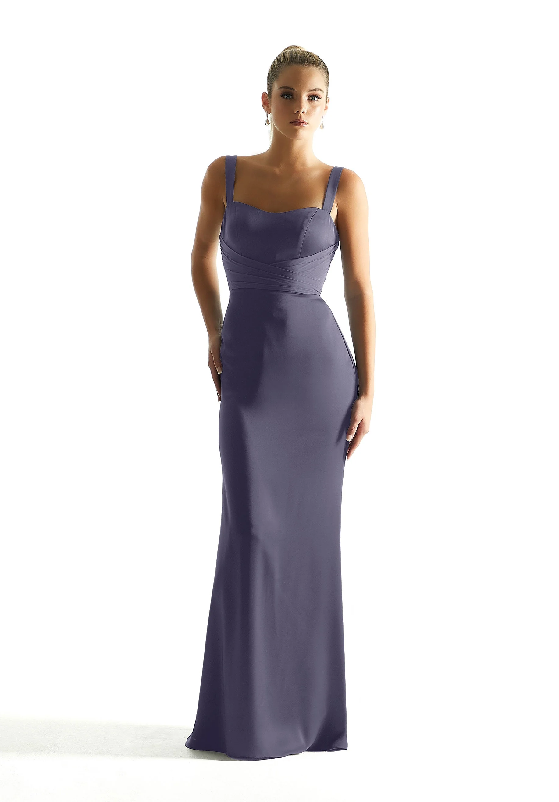 Luxe Satin Sheath Bridesmaid Dress with Chiffon Sash - Image 4