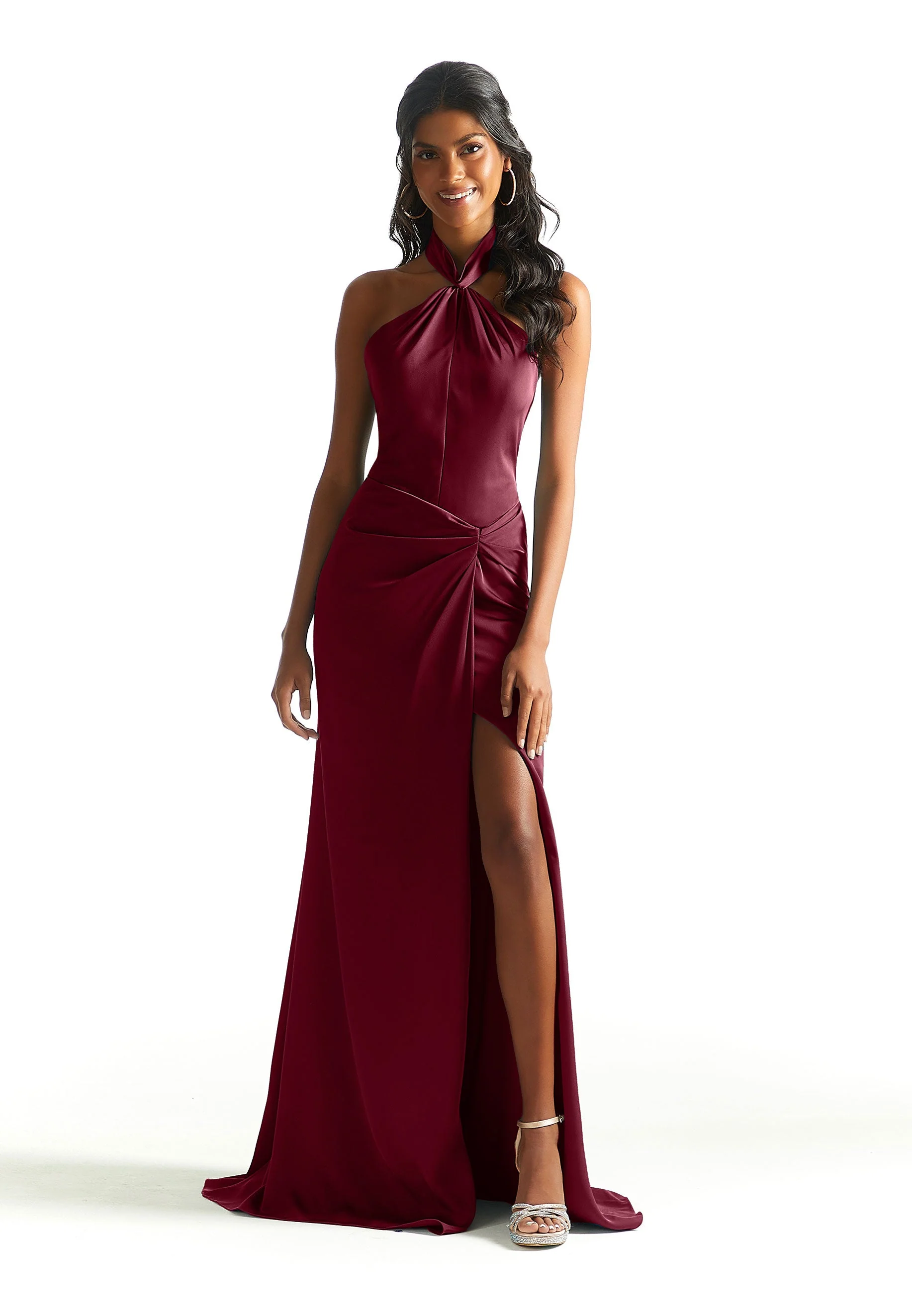 Luxe Satin Twisted Halter Bridesmaid Dress - Image 10