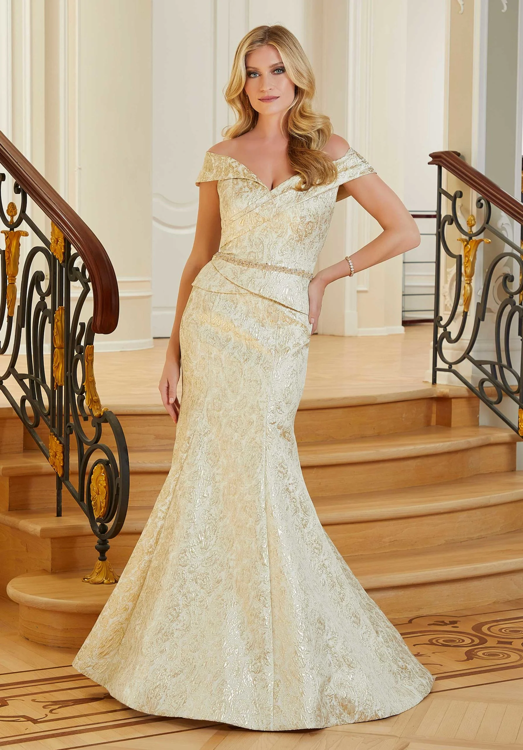 Mermaid Brocade Evening Gown - Image 3