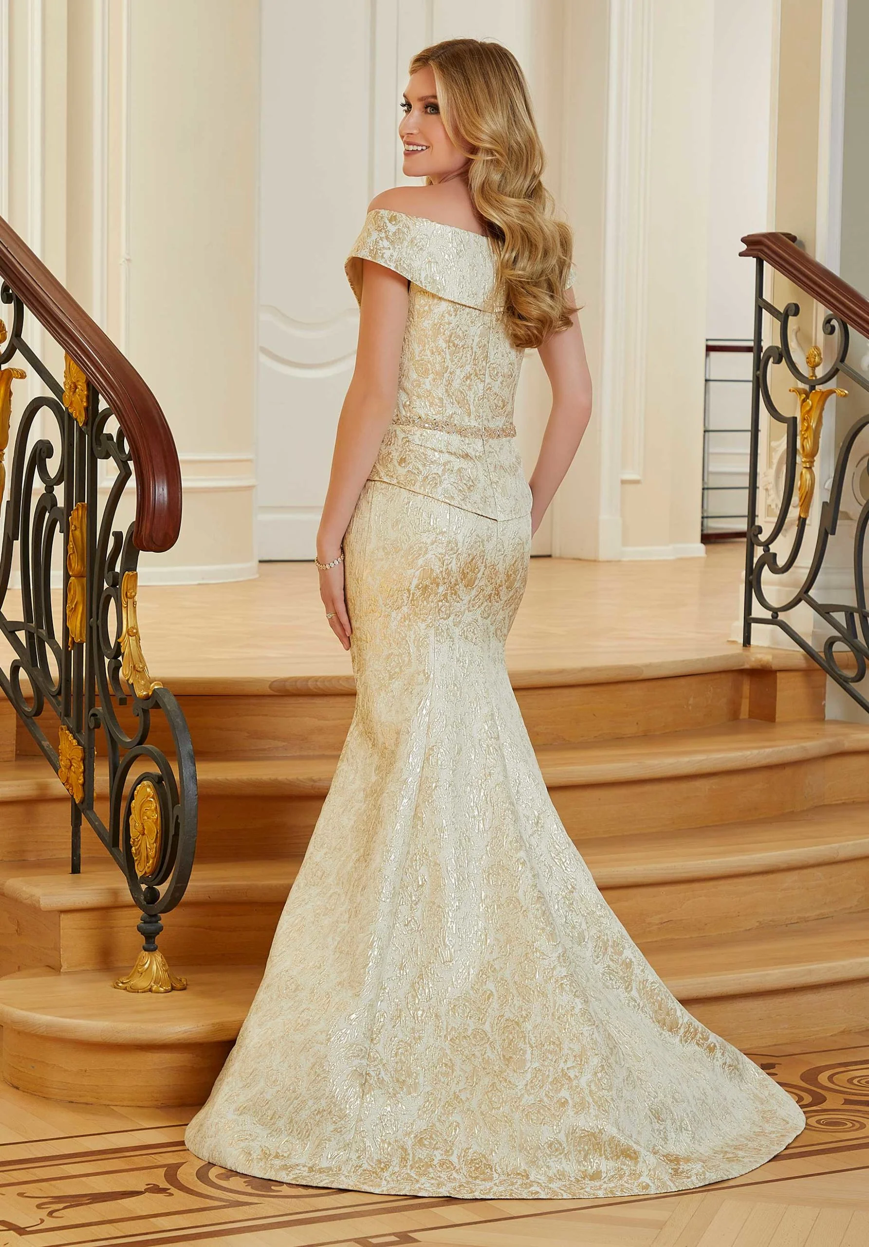 Mermaid Brocade Evening Gown - Image 5
