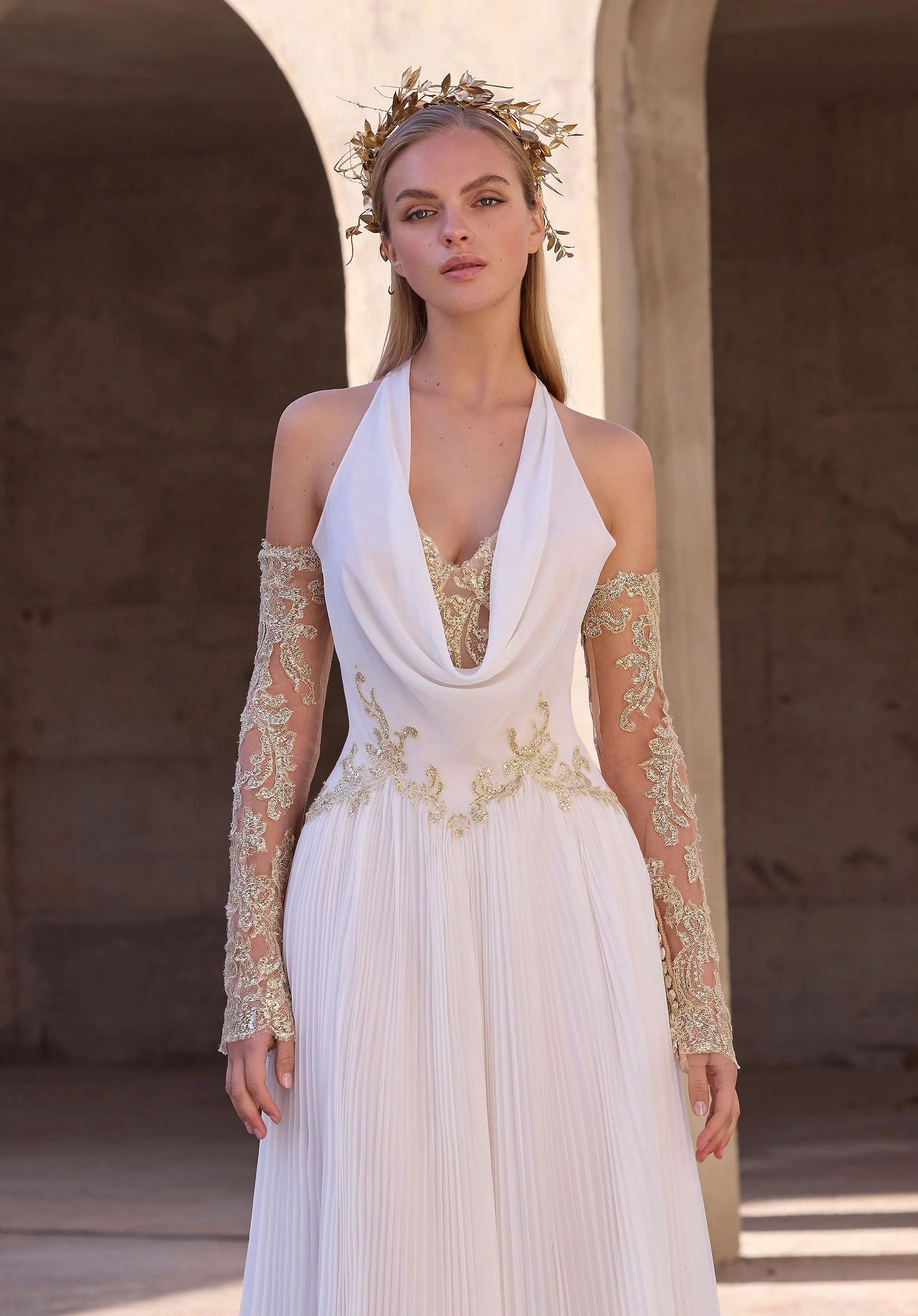 Metallic Lace Scallop Long Sleeves