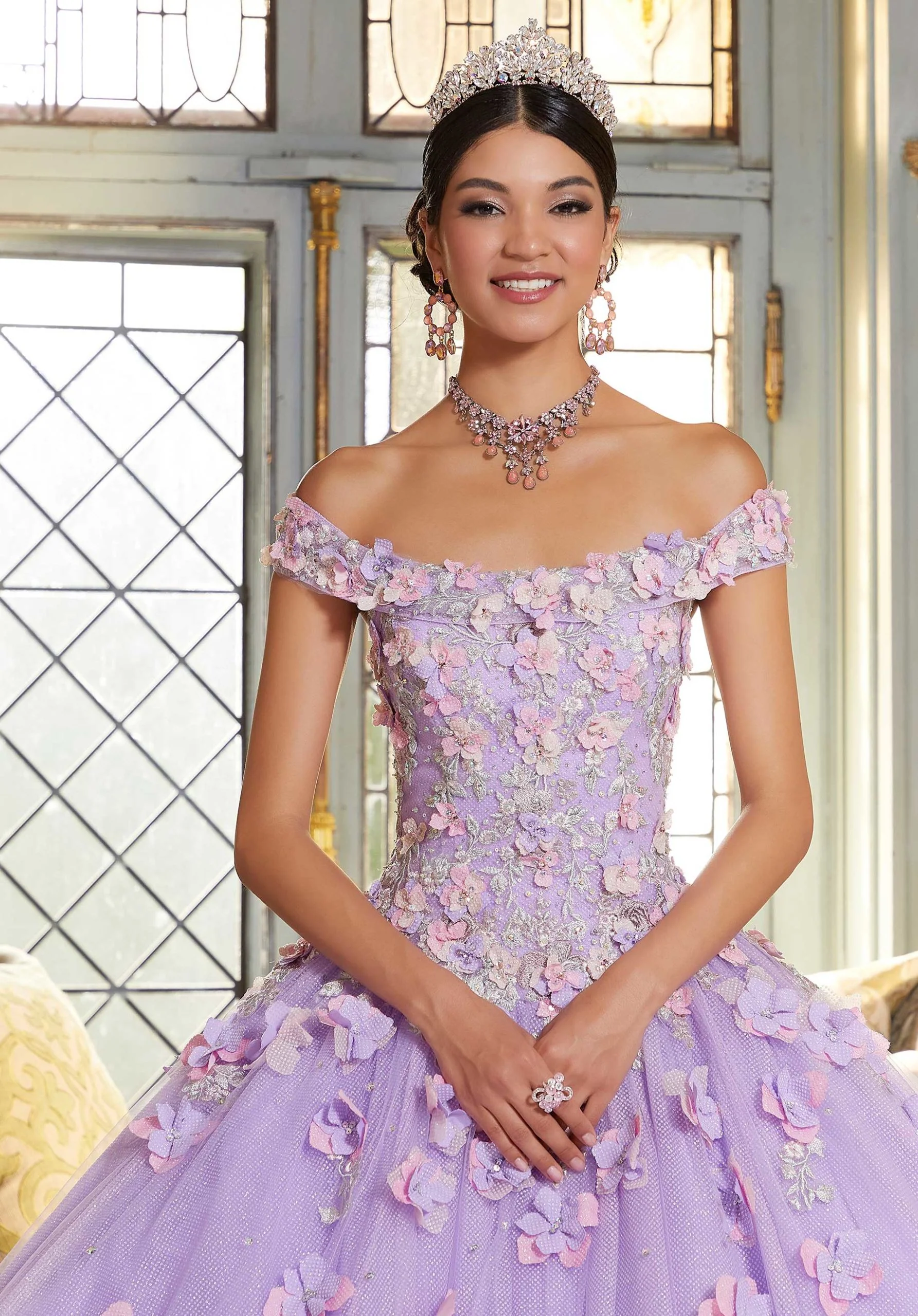 Multi-Colored Floral Quinceañera Dress - Image 4