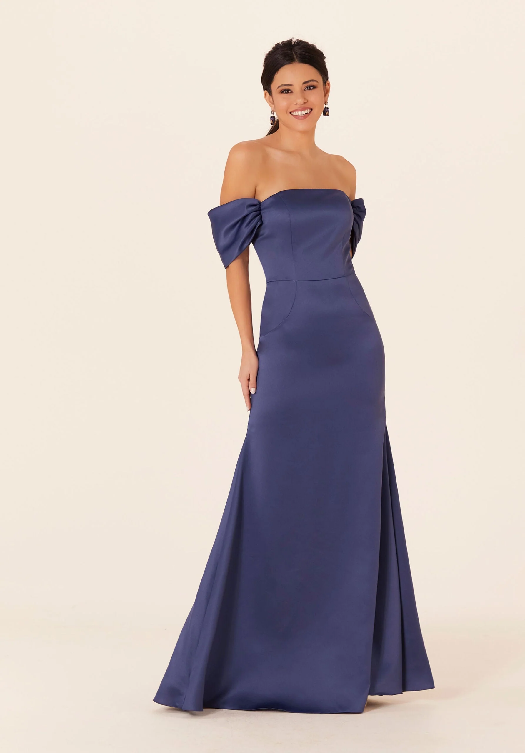 Off The Shoulder Satin Bridesmaid Dress