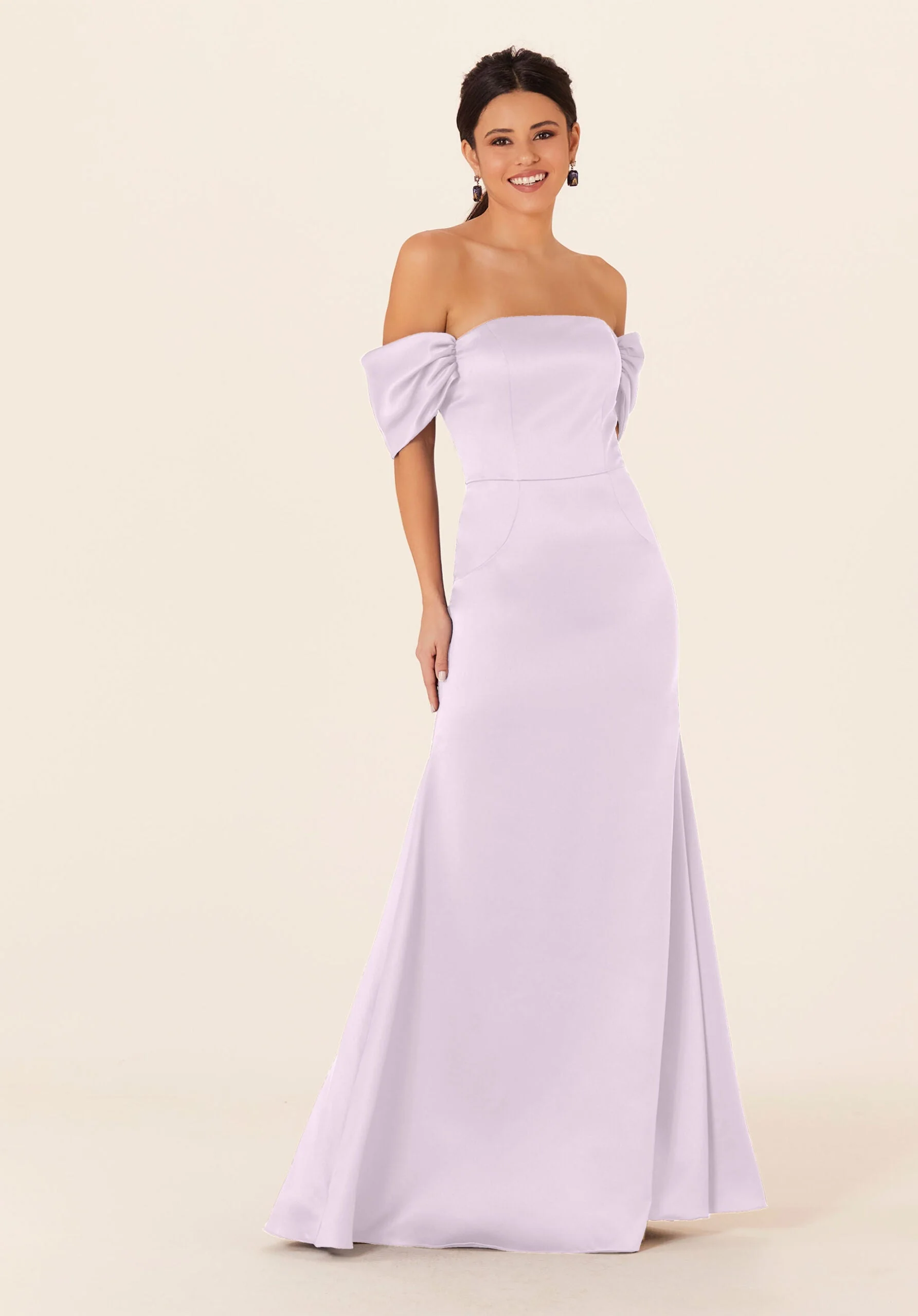 Off The Shoulder Satin Bridesmaid Dress - Image 10