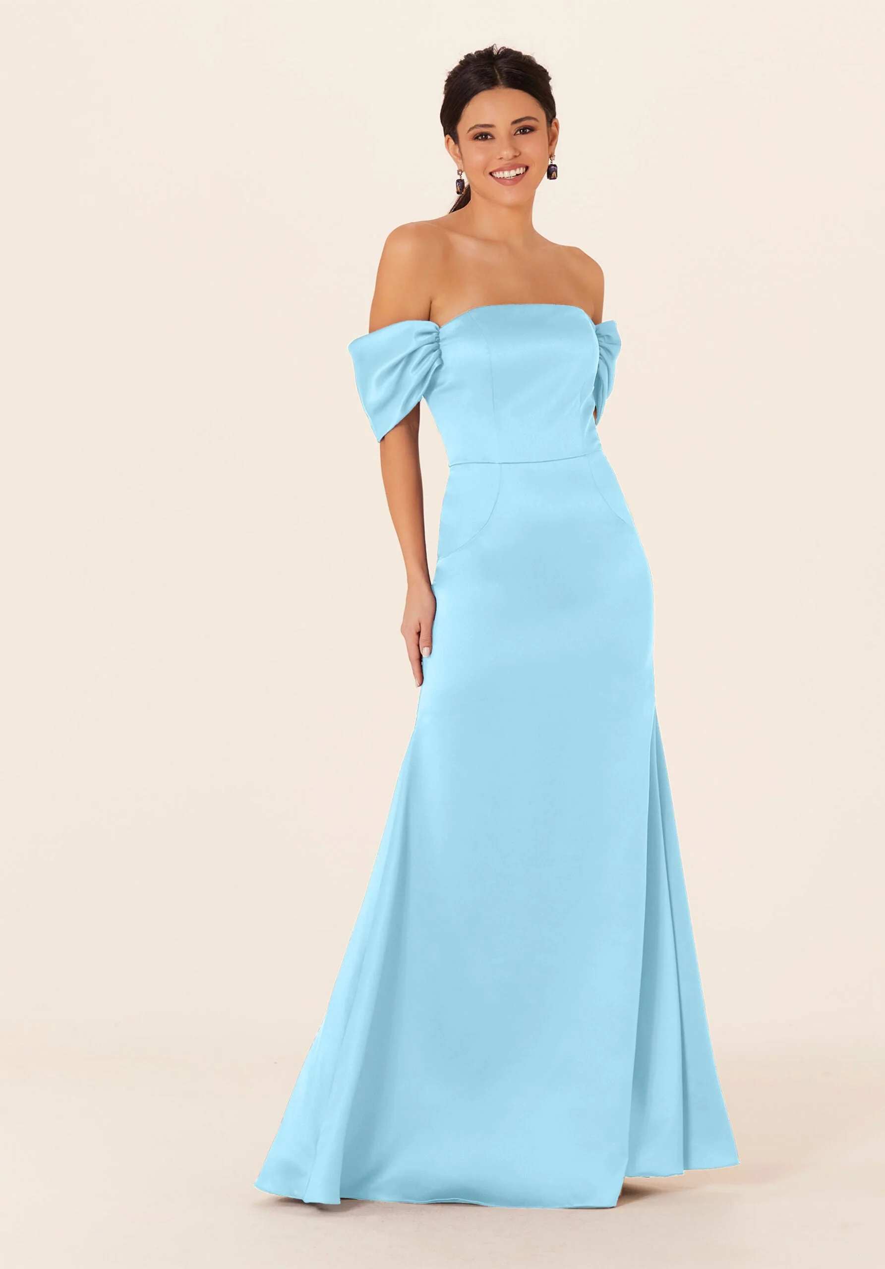 Off The Shoulder Satin Bridesmaid Dress - Image 12