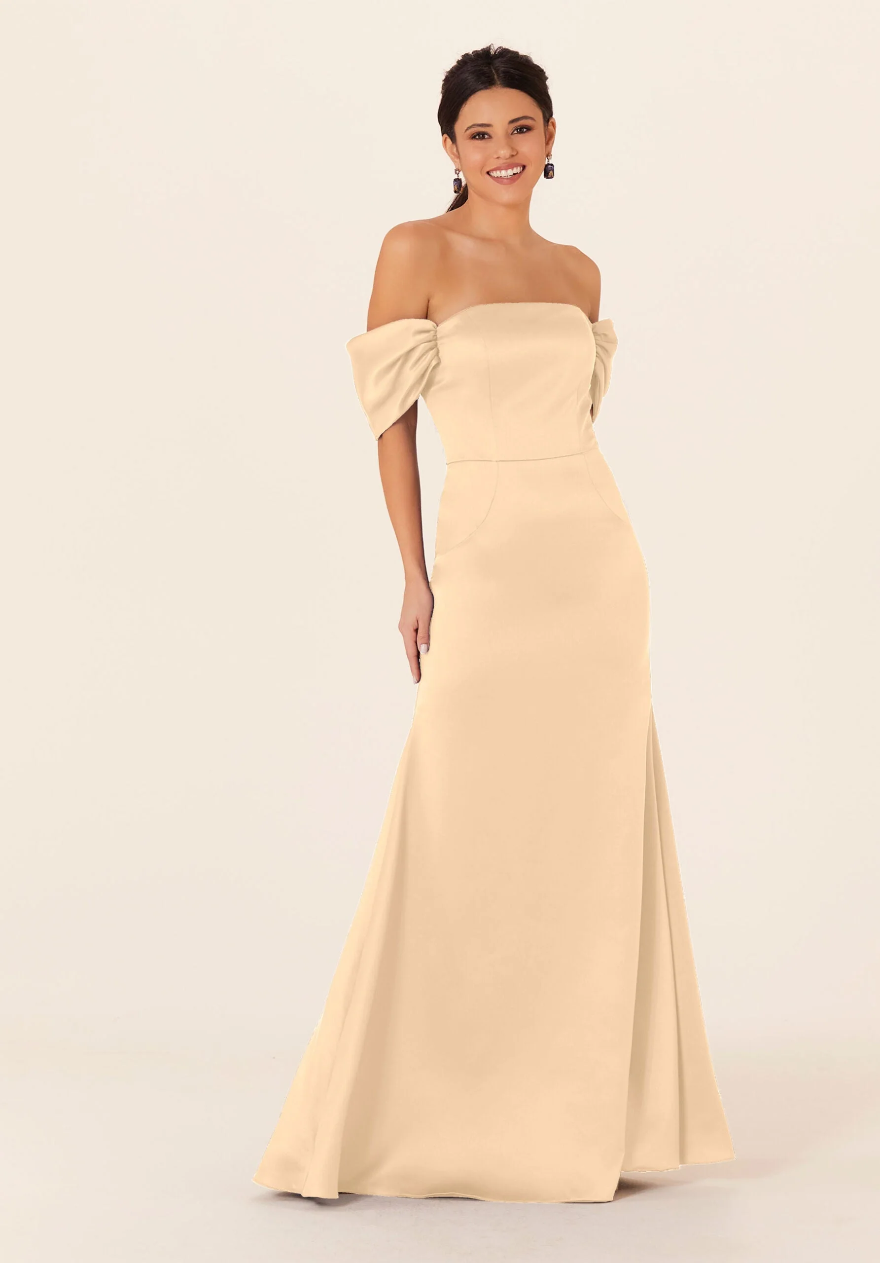 Off The Shoulder Satin Bridesmaid Dress - Image 17