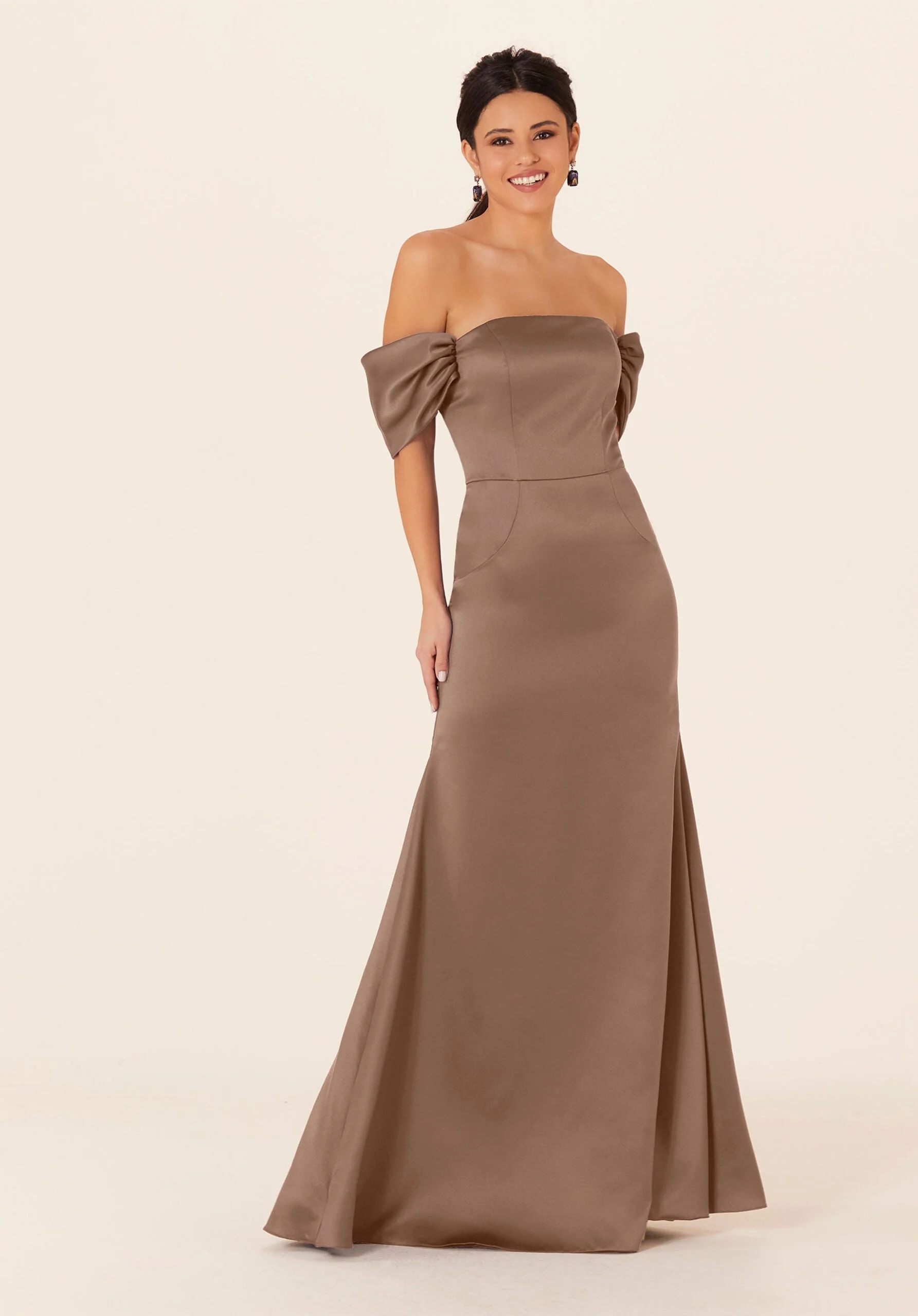 Off The Shoulder Satin Bridesmaid Dress - Image 18