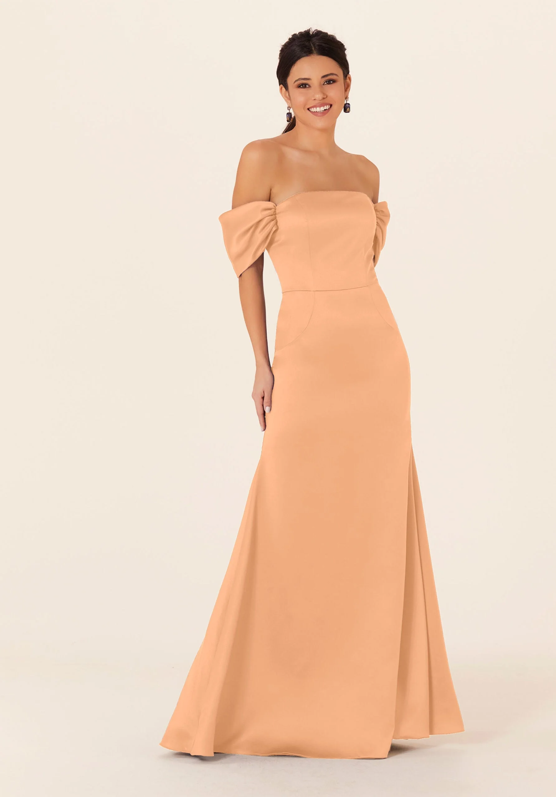 Off The Shoulder Satin Bridesmaid Dress - Image 19