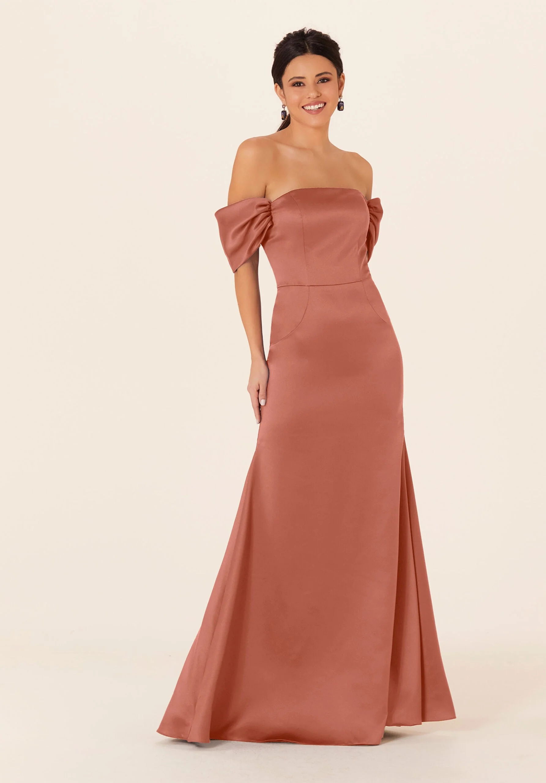 Off The Shoulder Satin Bridesmaid Dress - Image 20