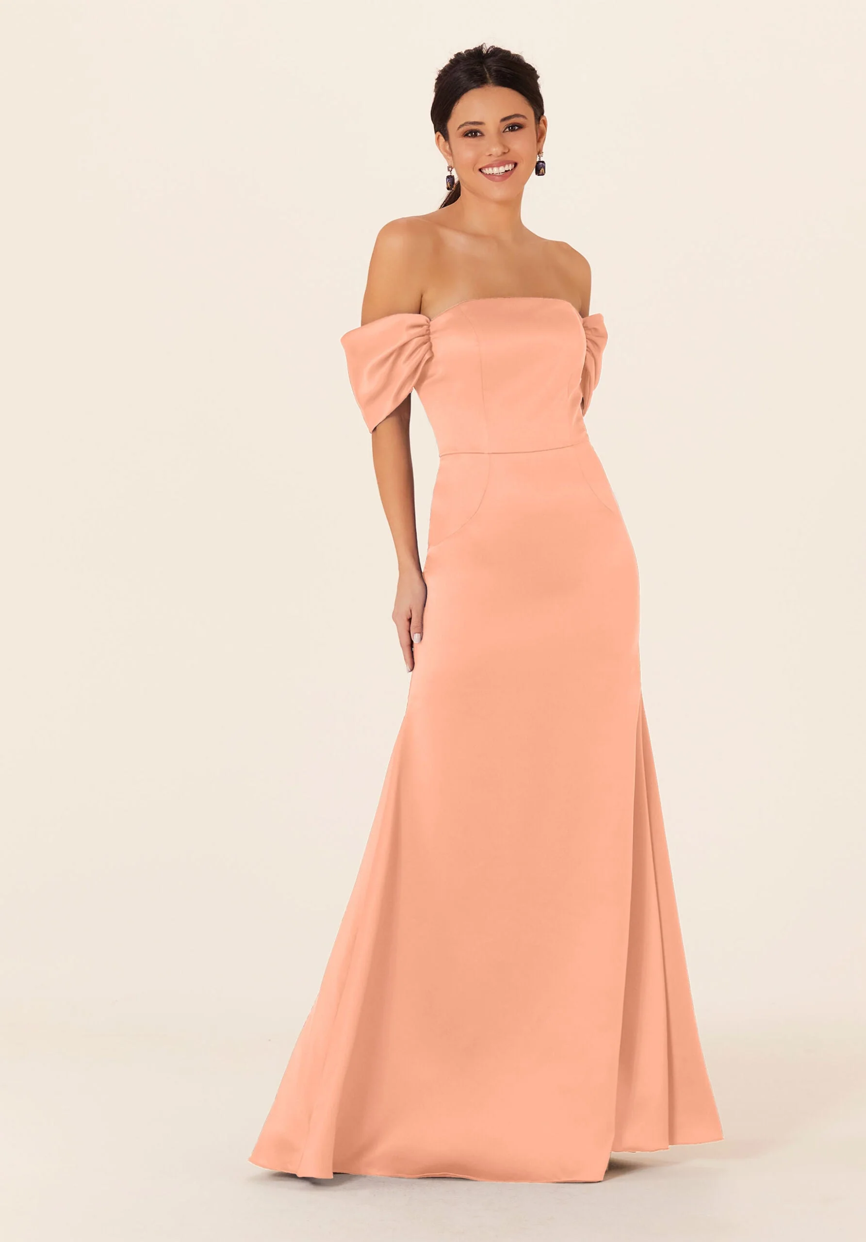 Off The Shoulder Satin Bridesmaid Dress - Image 21