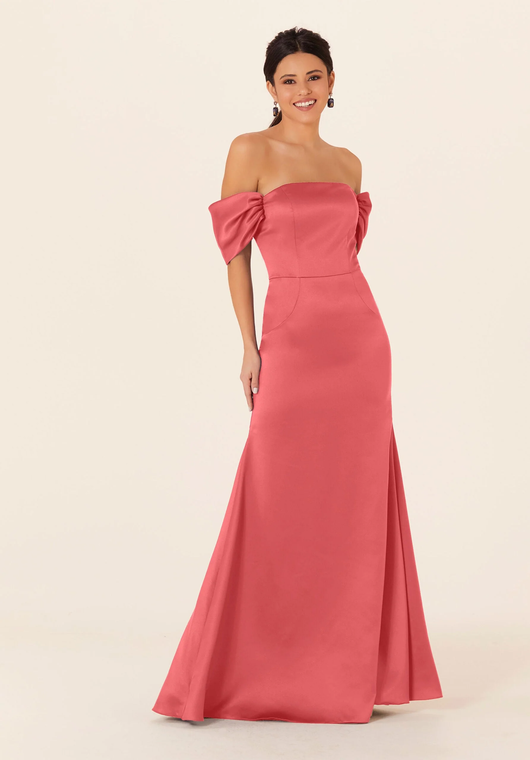 Off The Shoulder Satin Bridesmaid Dress - Image 22