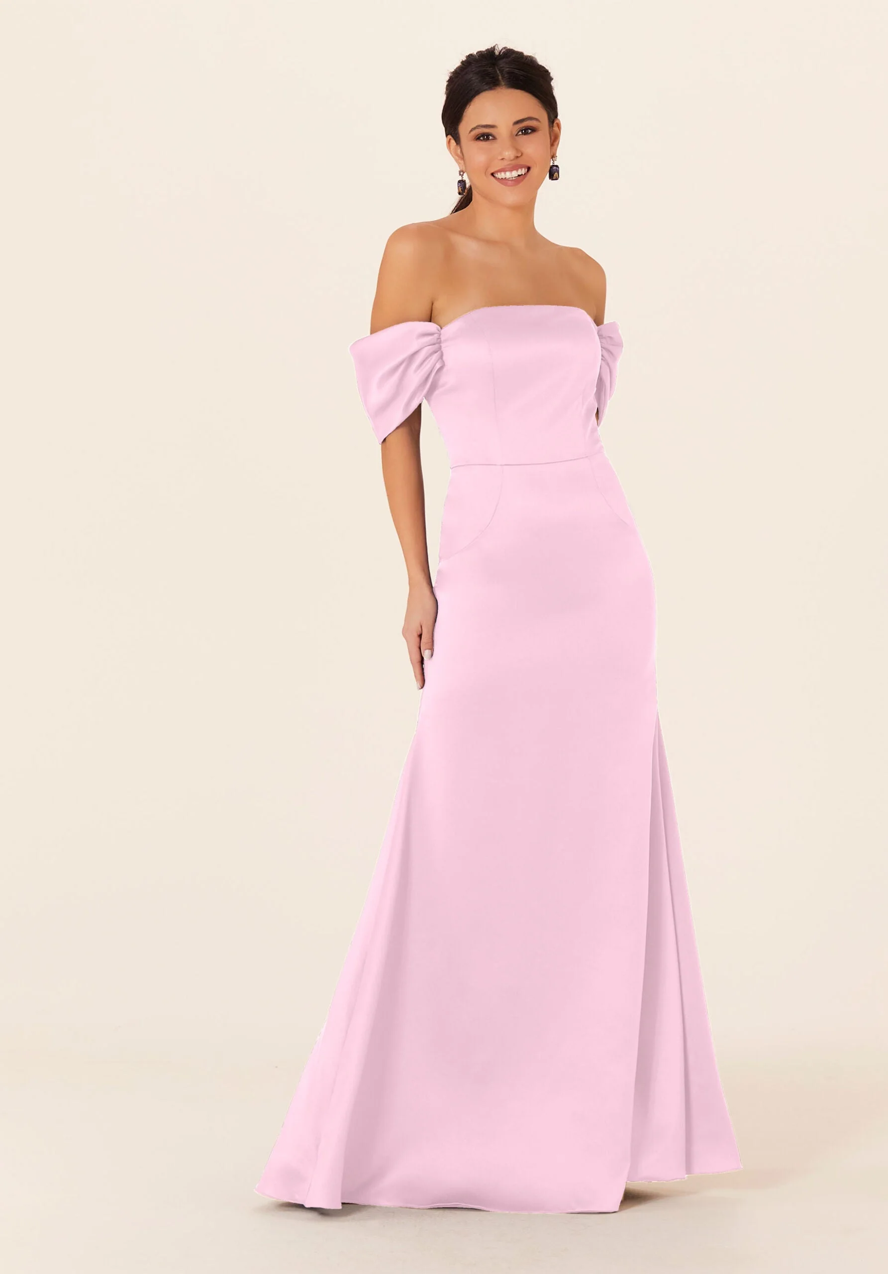 Off The Shoulder Satin Bridesmaid Dress - Image 23
