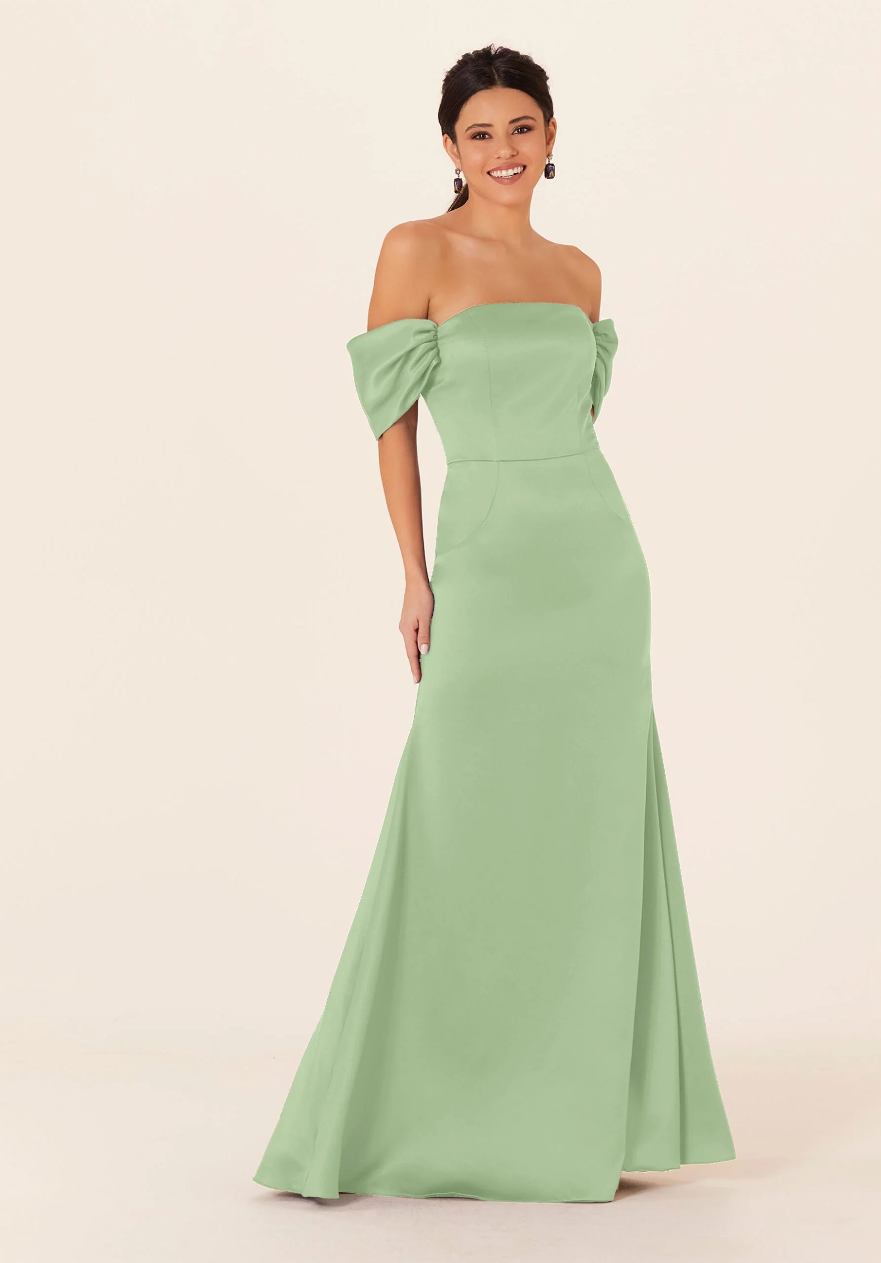 Off The Shoulder Satin Bridesmaid Dress - Image 26