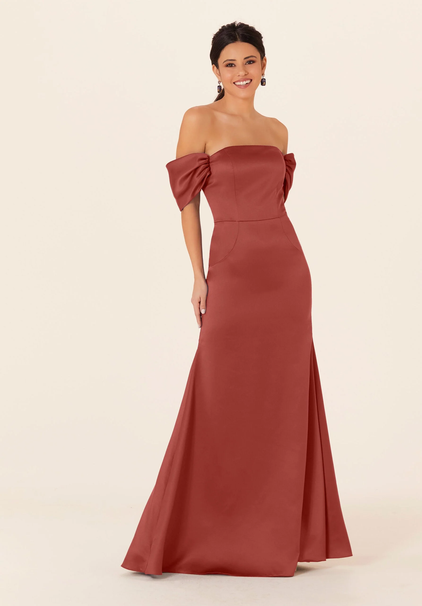 Off The Shoulder Satin Bridesmaid Dress - Image 27